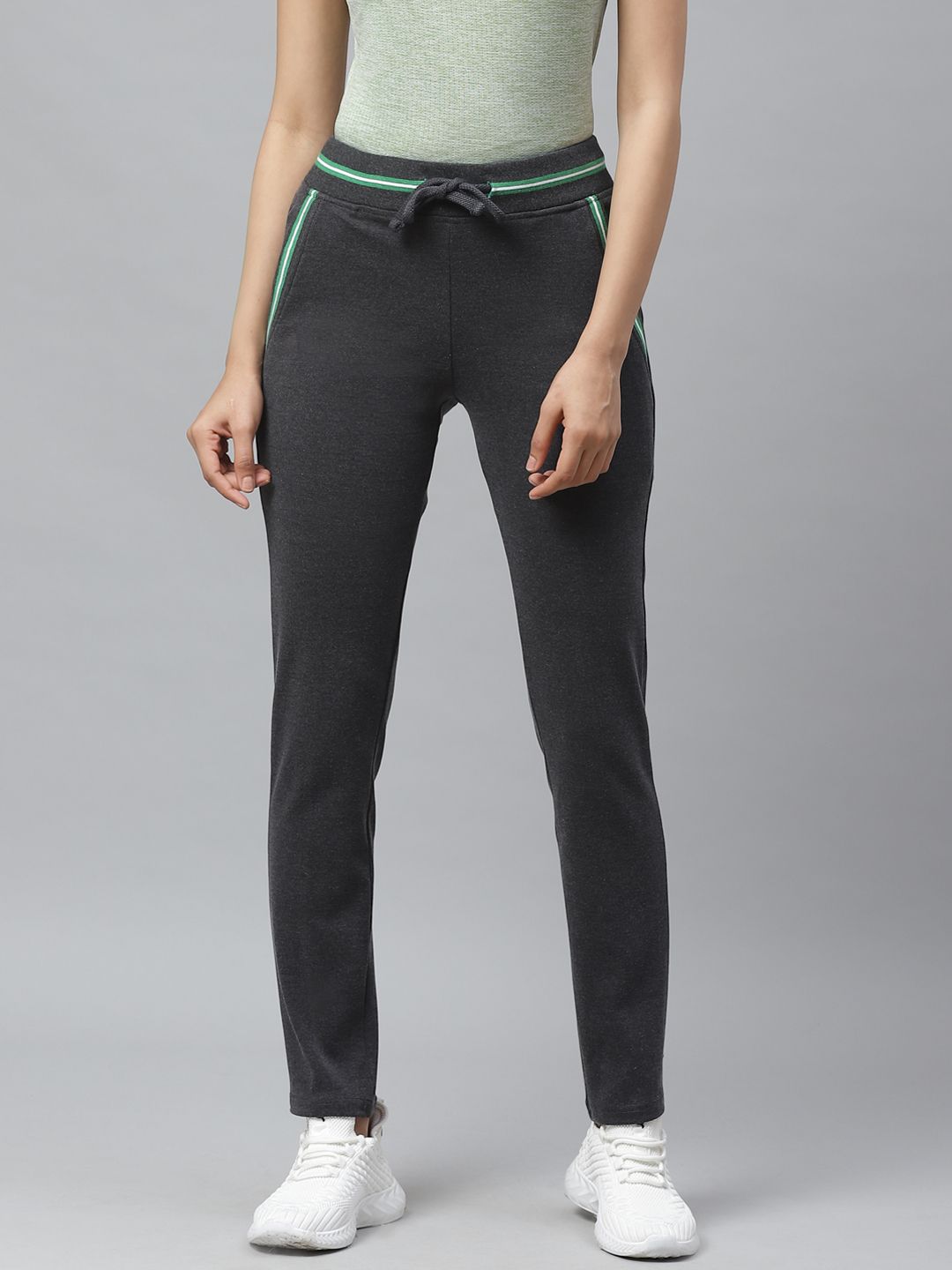 Cayman Women Charcoal Grey Solid Track Pants Price in India