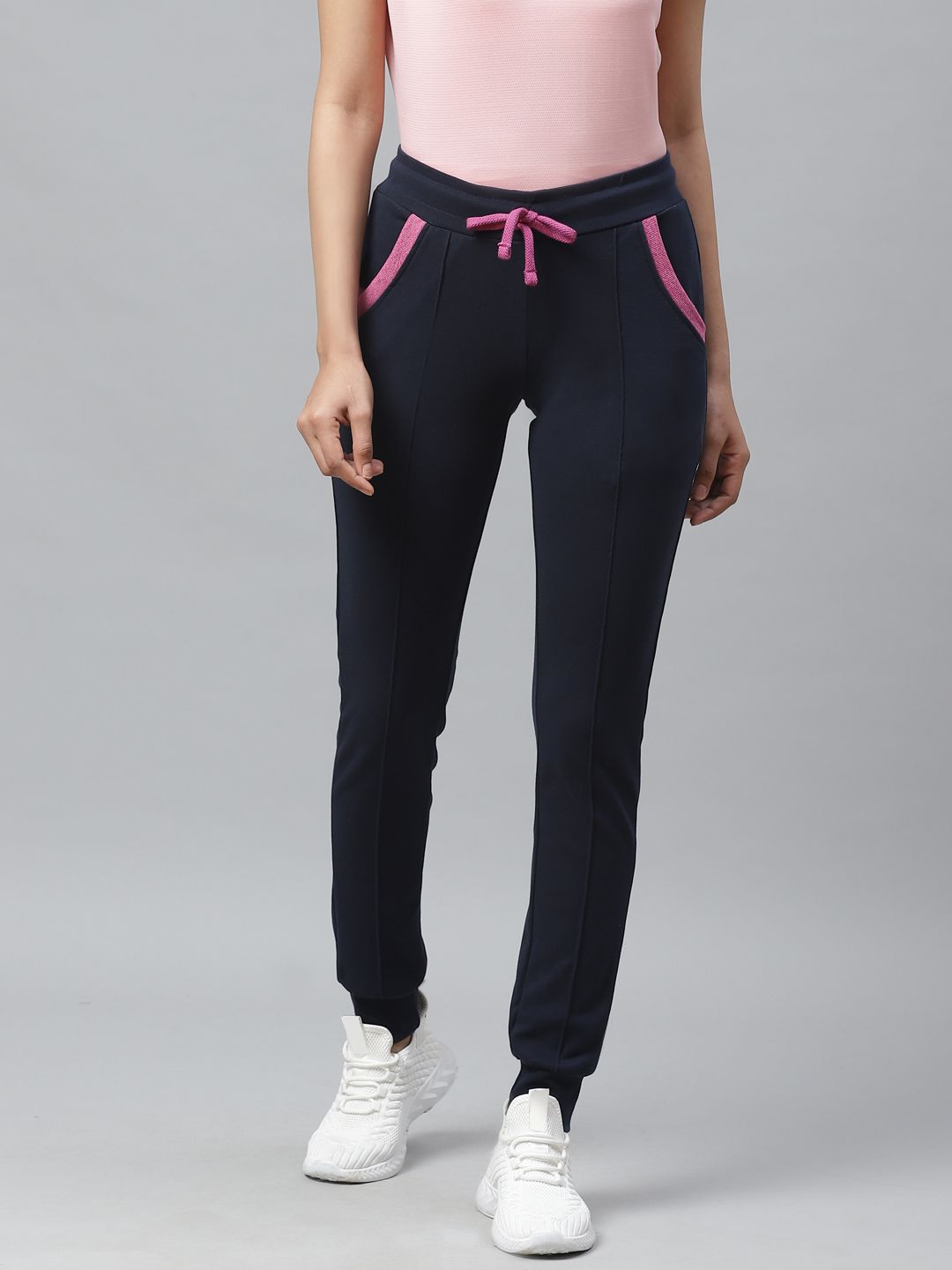 Cayman Women Navy Blue Solid Joggers Price in India