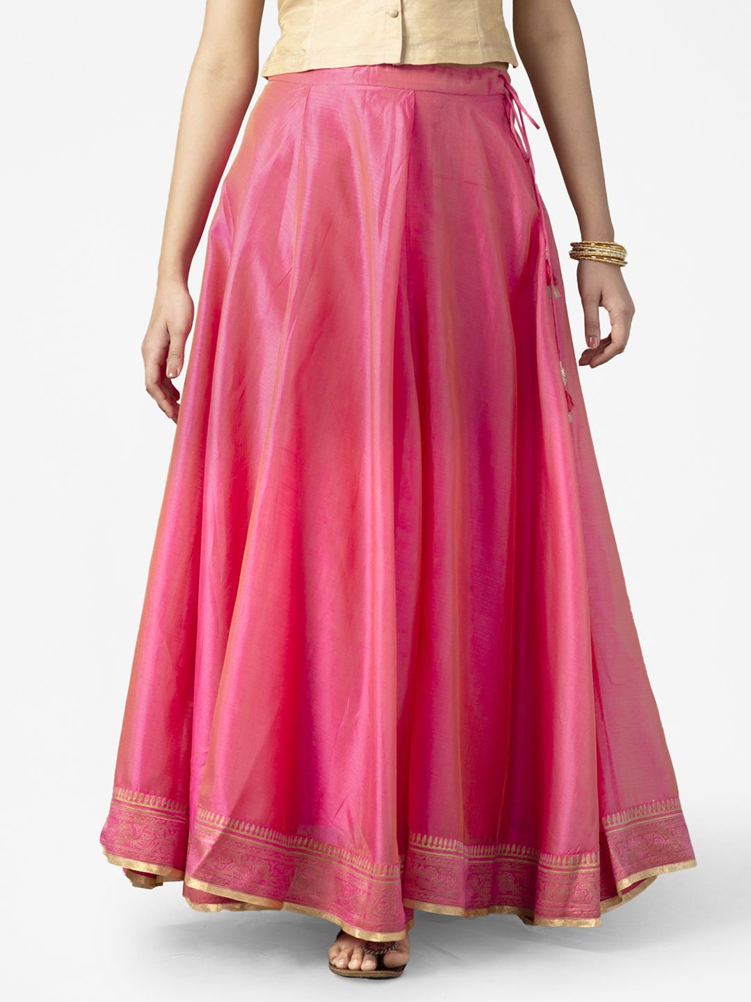 Fabindia Women Pink Solid Maxi Skirt