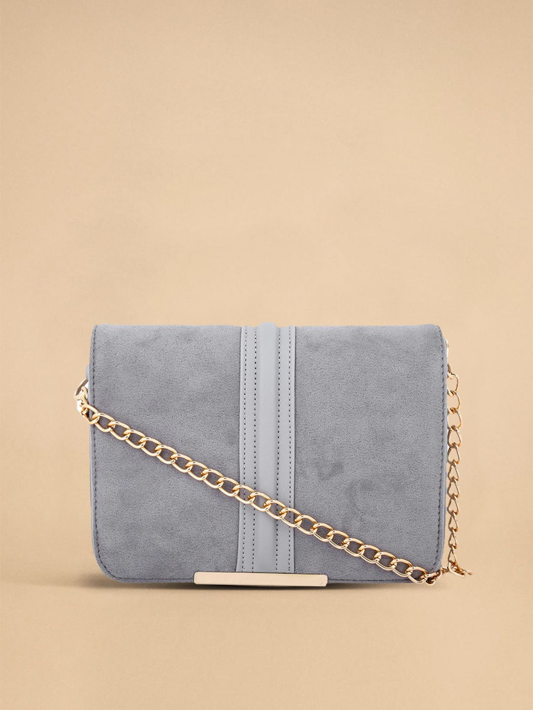 yelloe Grey Solid Sling Bag Price in India
