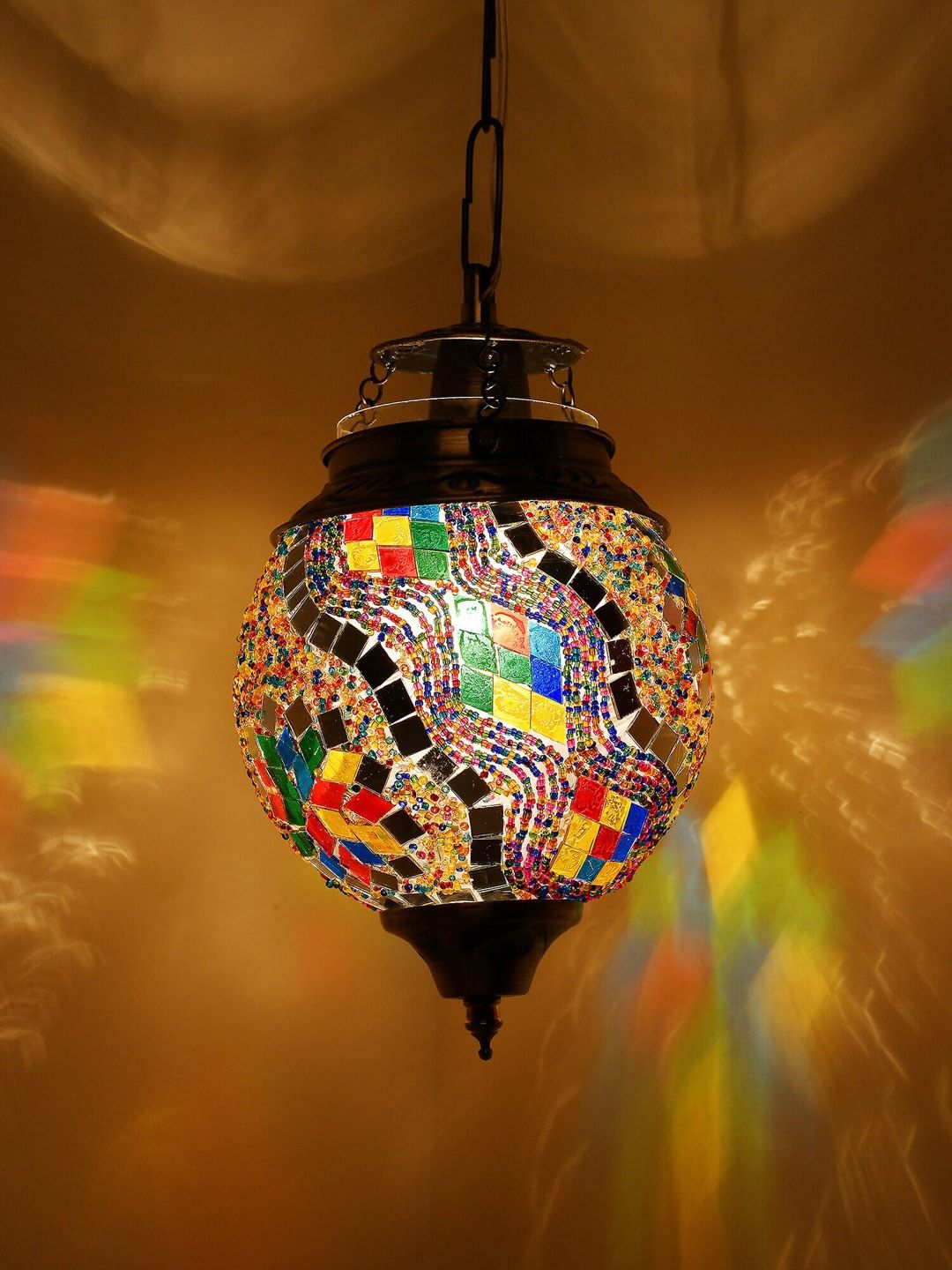 Homesake Multicoloured Textured Turkish Moroccan Mosaic Hanging Light Price in India