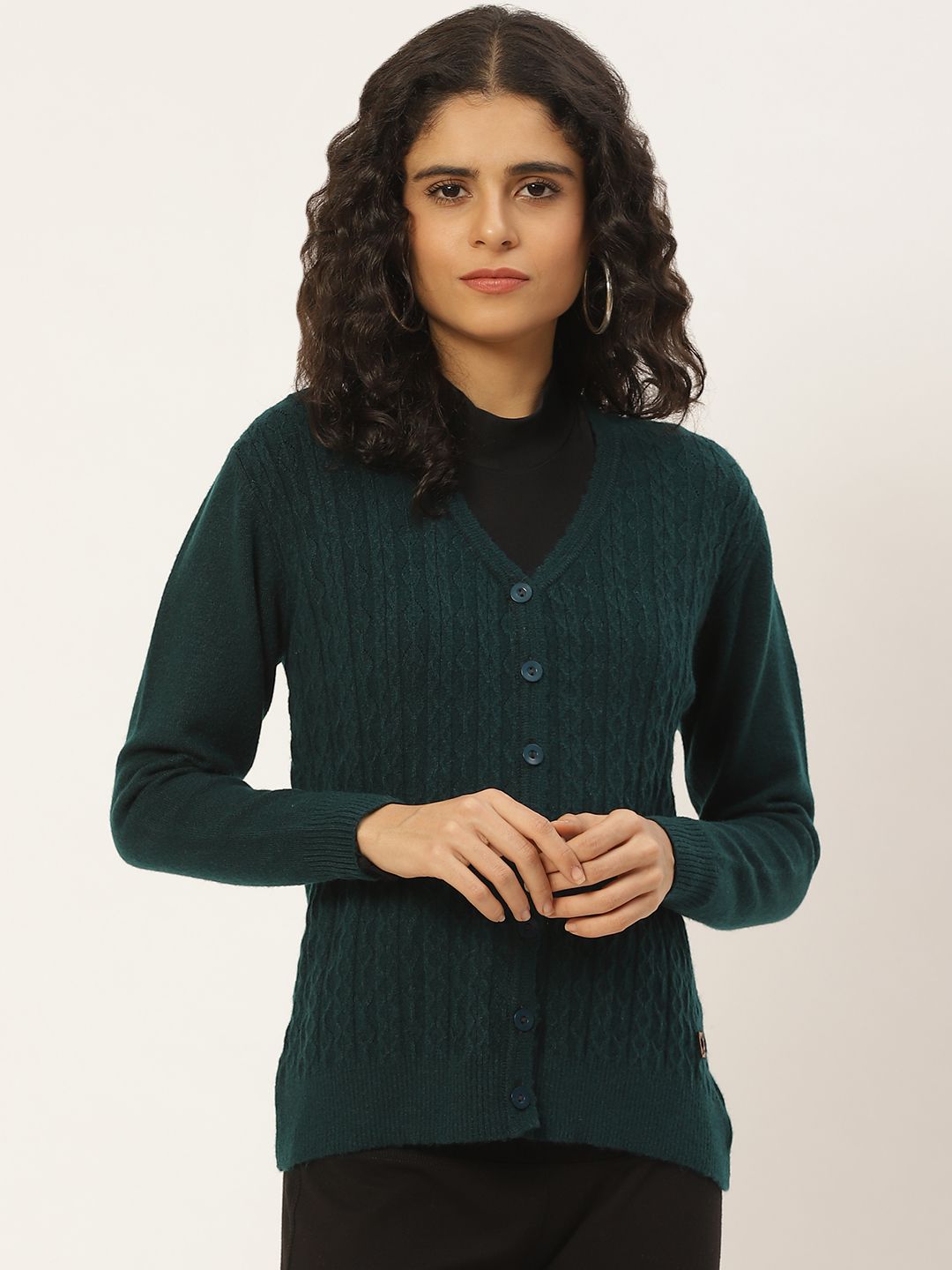 Duke Women Green Cable Knit Cardigan Price in India