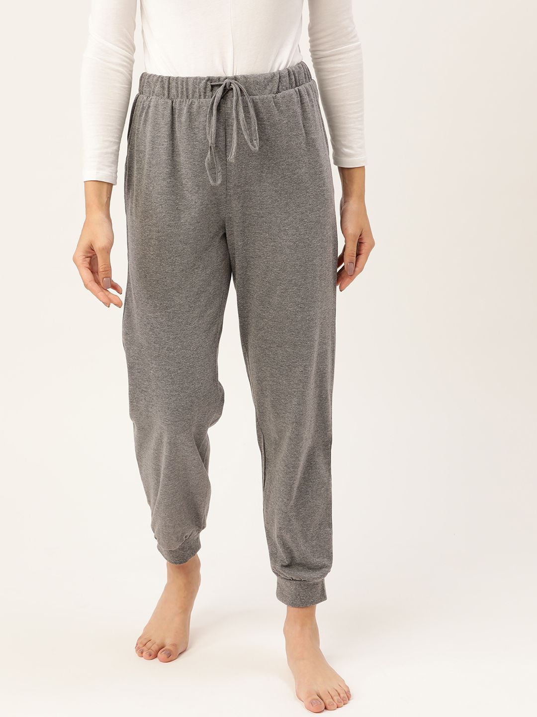 ETC Women Charcoal Grey Solid Lounge Pants Price in India