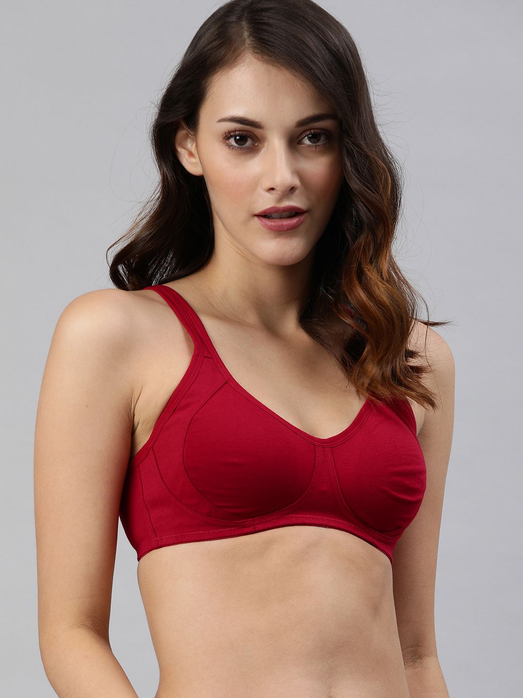 Van Heusen Red Solid Non-Wired Non Padded contour T-shirt Bra Price in India