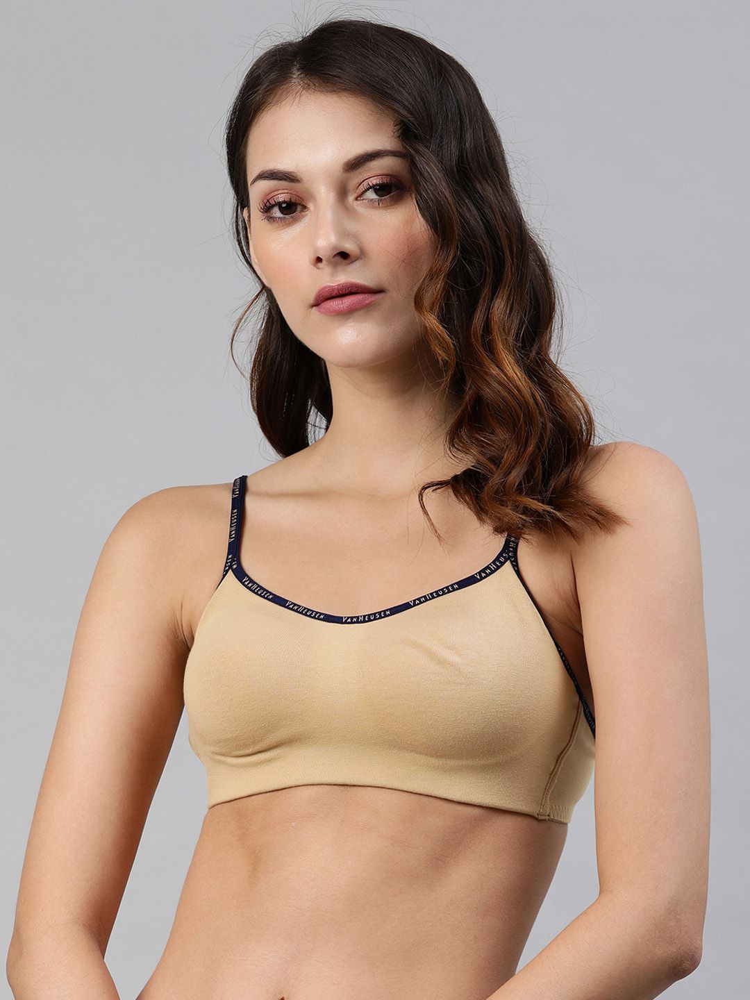 Van Heusen Nude-Coloured Solid Non-Wired Non Padded Cami Beginners Bra Price in India