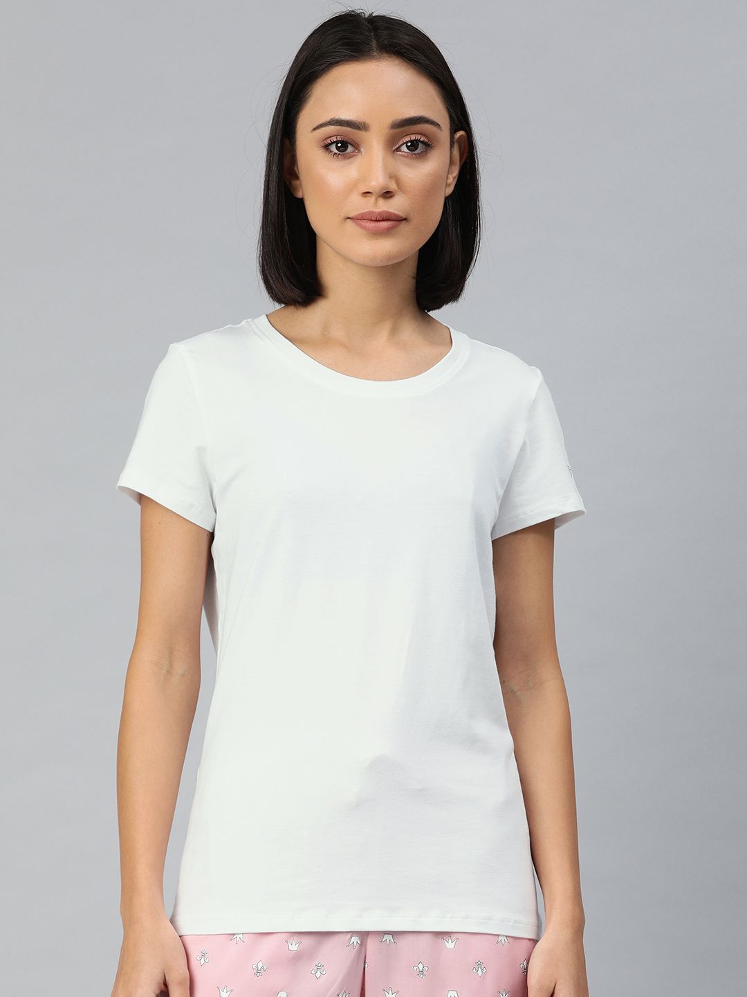 Van Heusen Women White Solid Lounge T-shirt Price in India