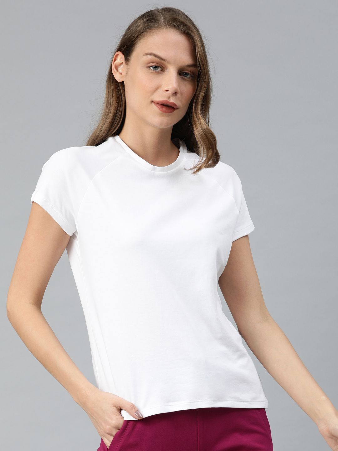 Van Heusen Women White Relaxed Fit Solid Lounge T-shirt Price in India