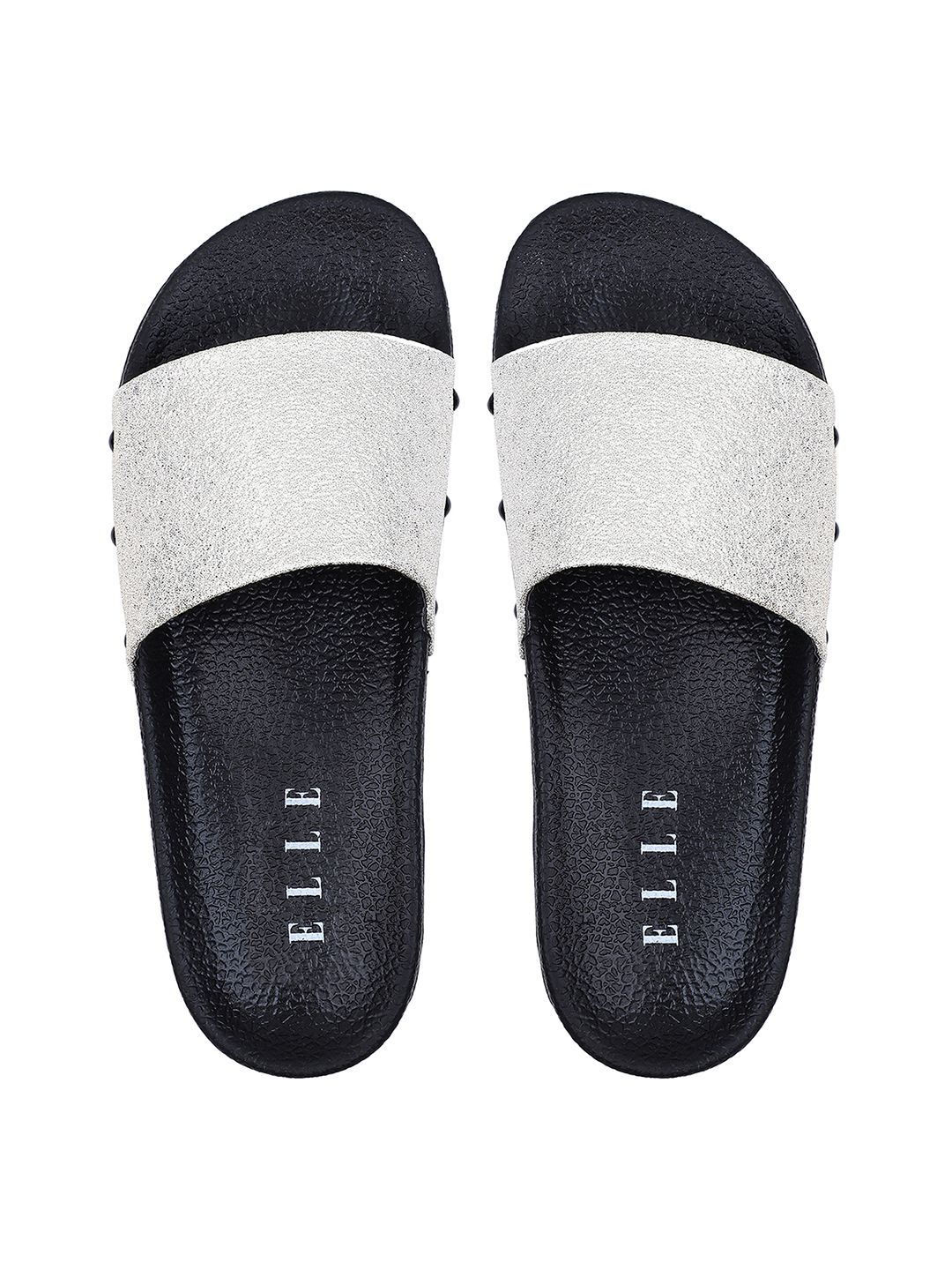 ELLE Women White Solid Sliders Price in India
