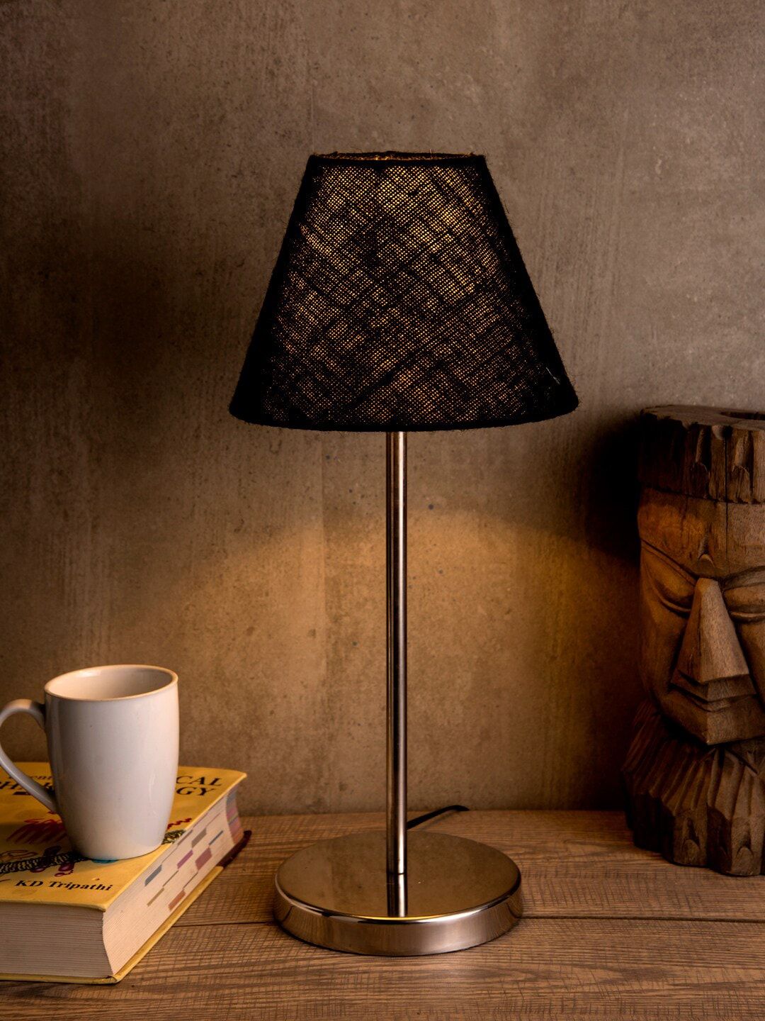 green girgit Black & Silver-Toned Solid Contemporary Bedside Standard Lamp Price in India