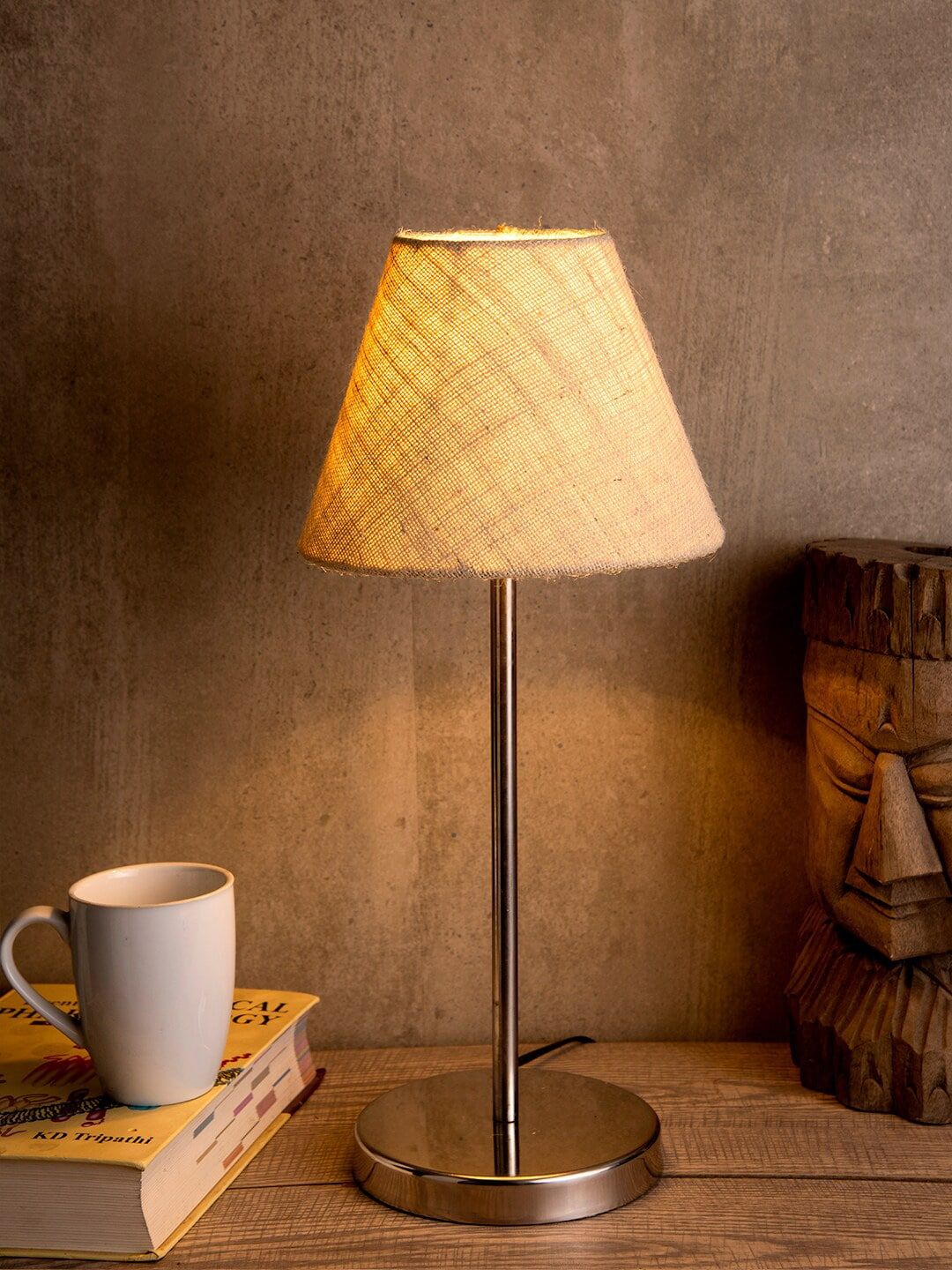 green girgit Beige Solid Contemporary Frustum Table Lamp Price in India