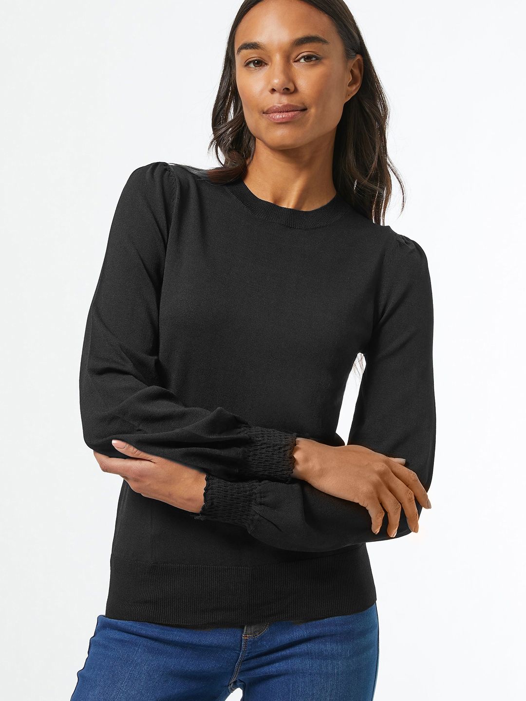 DOROTHY PERKINS Women Black Solid Pullover Sweater Price in India