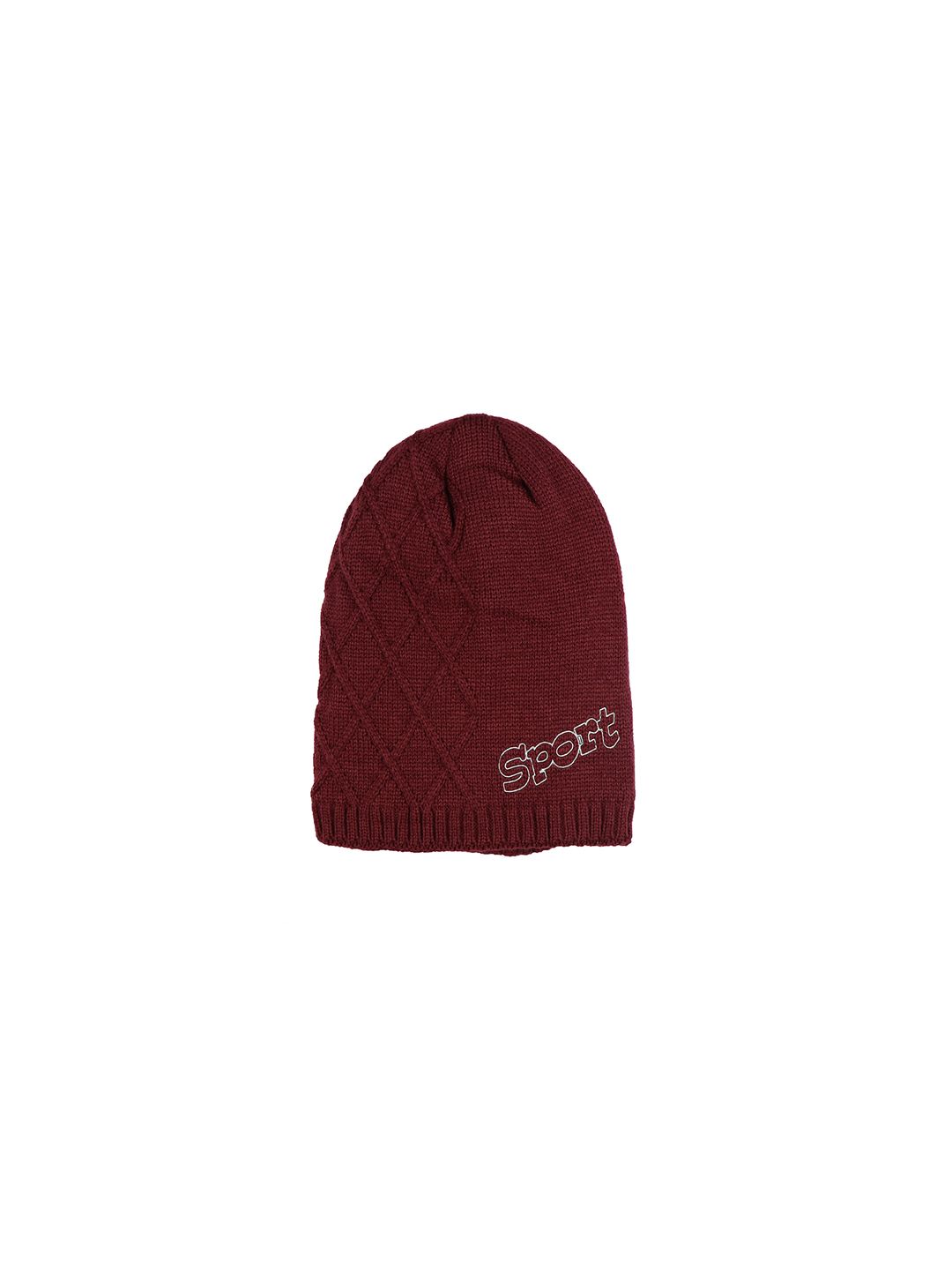 iSWEVEN Unisex Maroon Solid Beanie Price in India