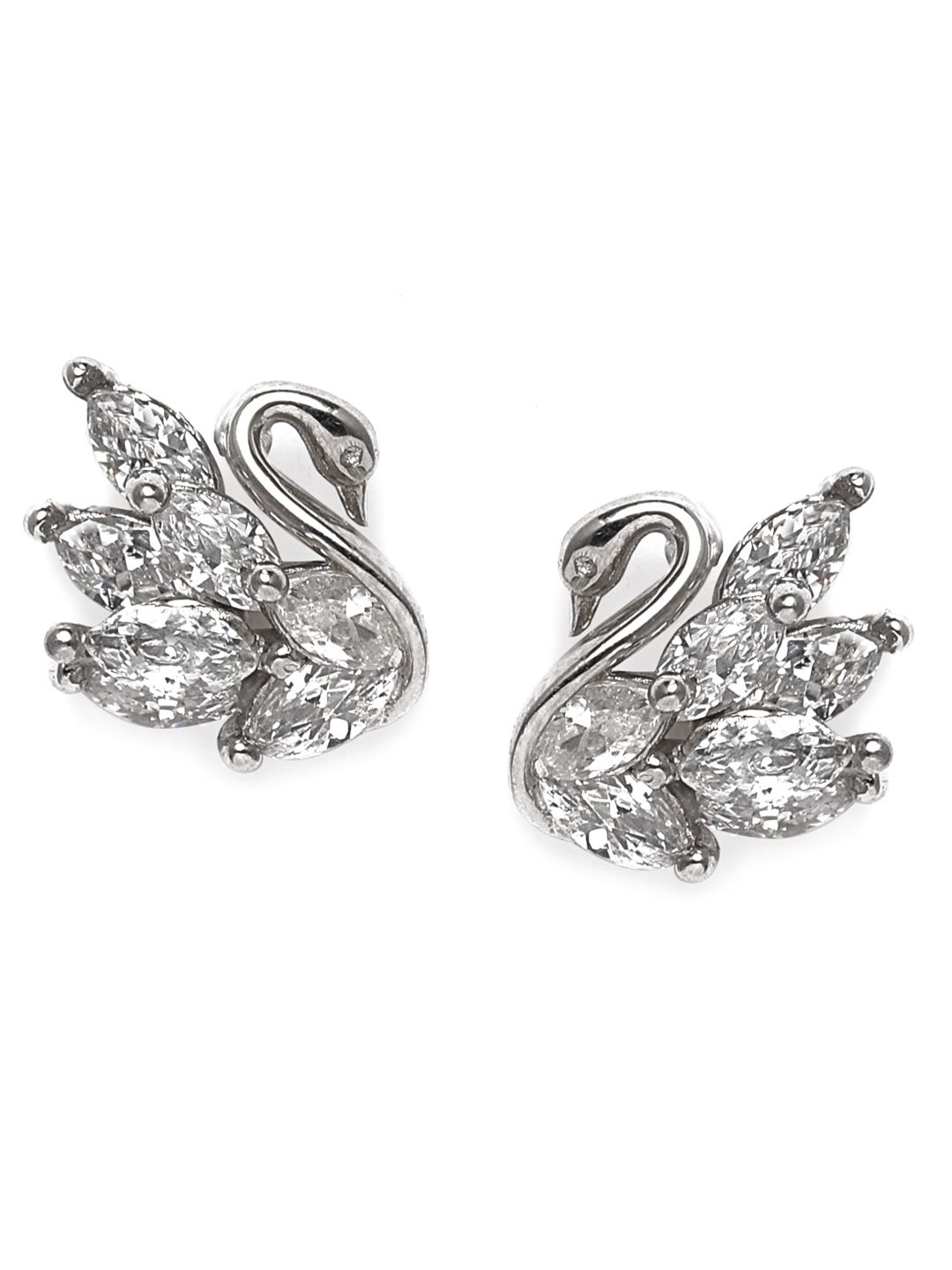 GIVA Sterling Silver Rose Gold Plated Manali's Shining Swan Studs with 925 Hallmarking Price in India