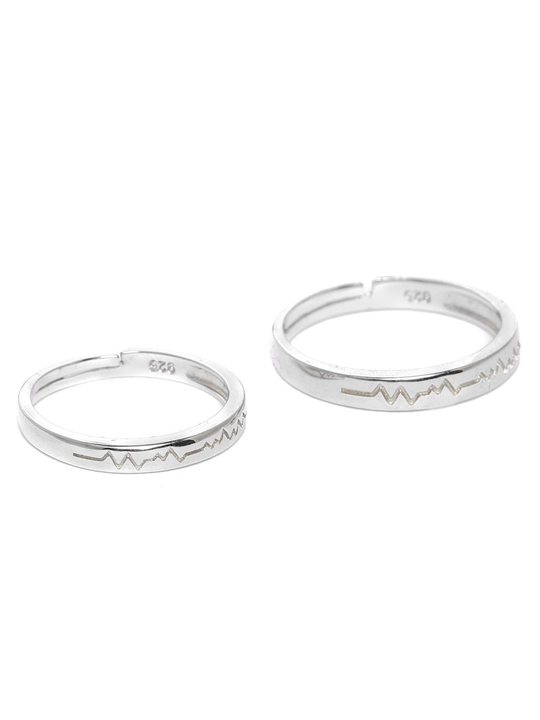 GIVA Sterling Silver Heartbeat Couple Rings with 925 Hallmarking Price in India