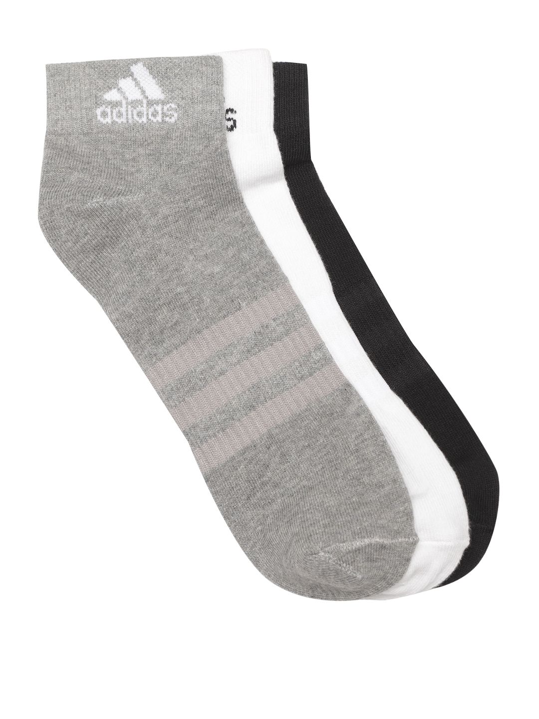 ADIDAS Unisex Pack of 3 Solid Light Ankle-Length Socks with Striped Detail Price in India