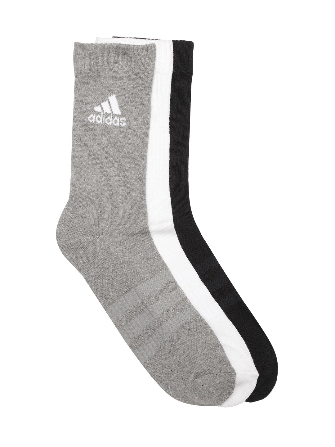 ADIDAS Unisex Pack of 3 Solid Cush CRW Ankle-Length Socks with Striped Detail Price in India