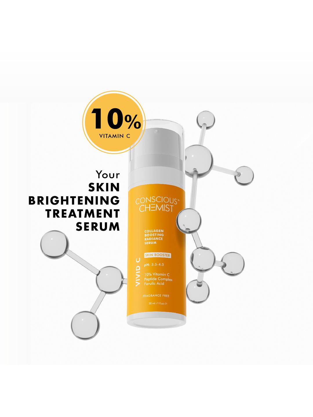 Conscious Chemist 10% Vitamin C Face Serum with Peptide Complex for Glowing Skin - 30ml