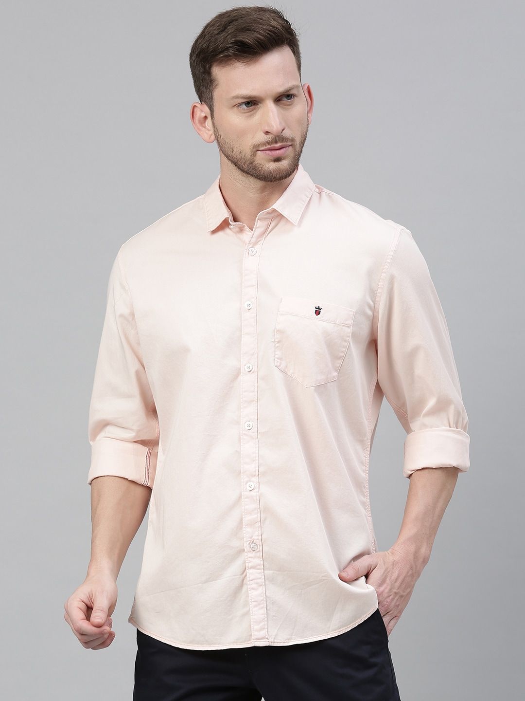 Louis Philippe Jeans Men Slim Fit Over Dyed Soft Handfeel Full Sleeve Casual Shirt