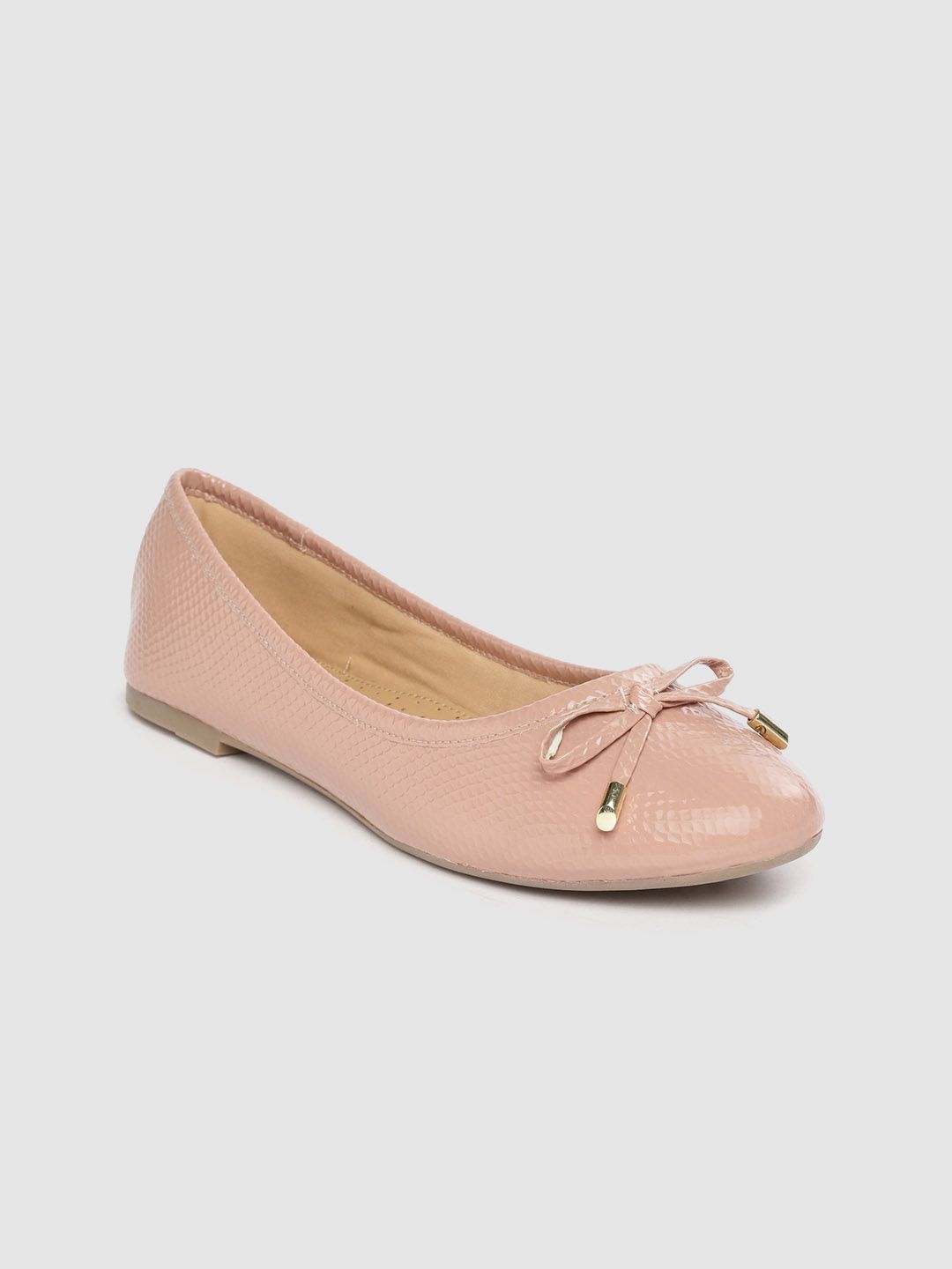 Carlton London Women Dusty Pink Snakeskin Textured Ballerinas