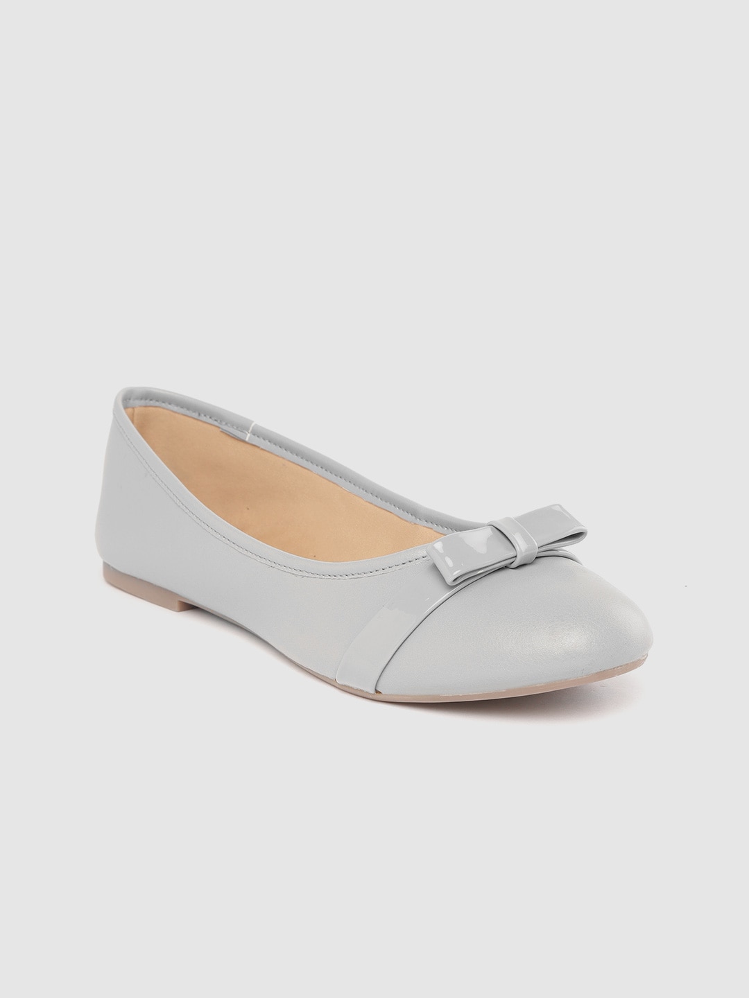 Carlton London Women Grey Solid Ballerinas with Bow Detail Price in India
