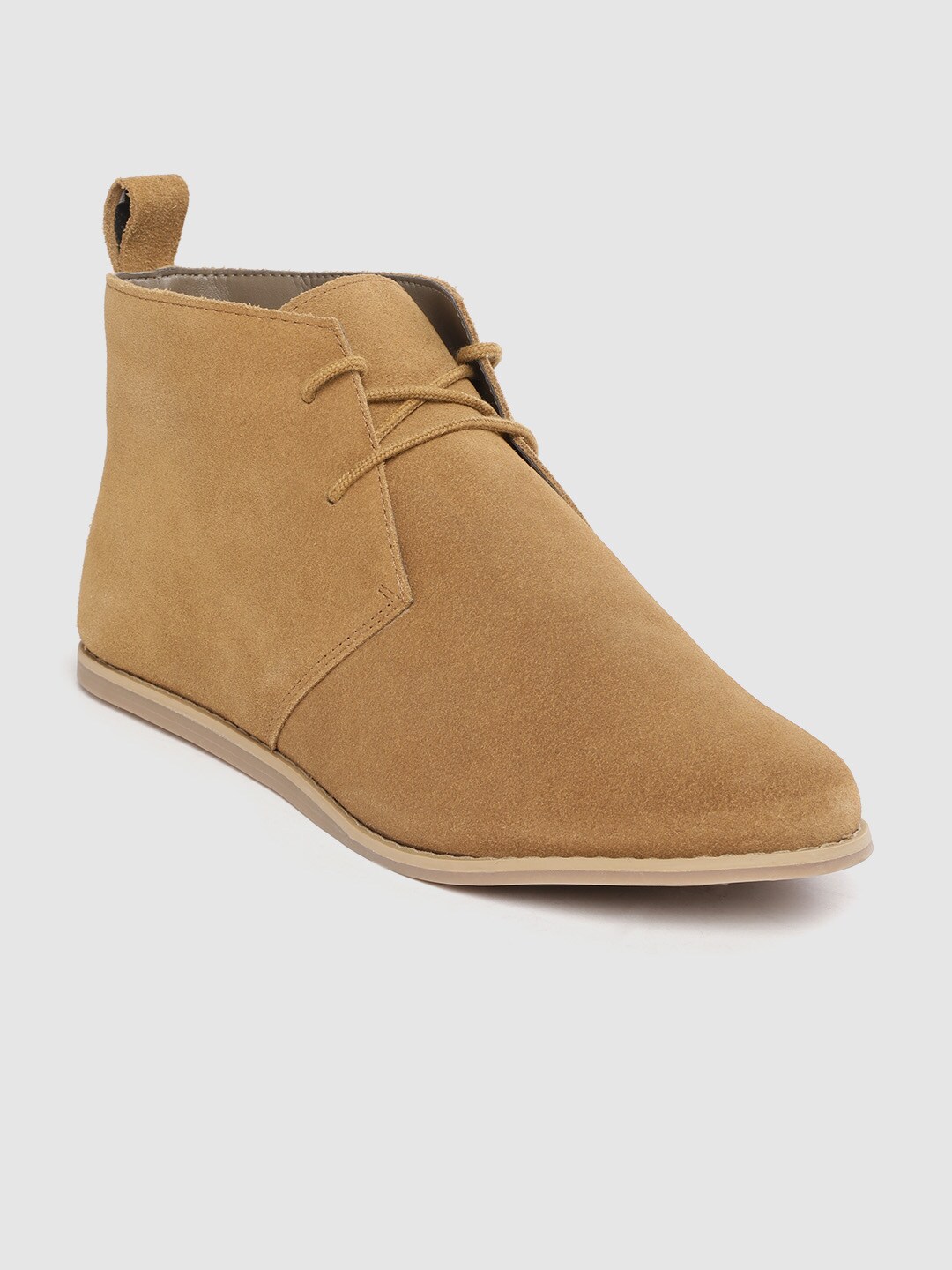 Carlton London Women Camel Brown Solid Mid-Top Flat Chukka Boots Price in India