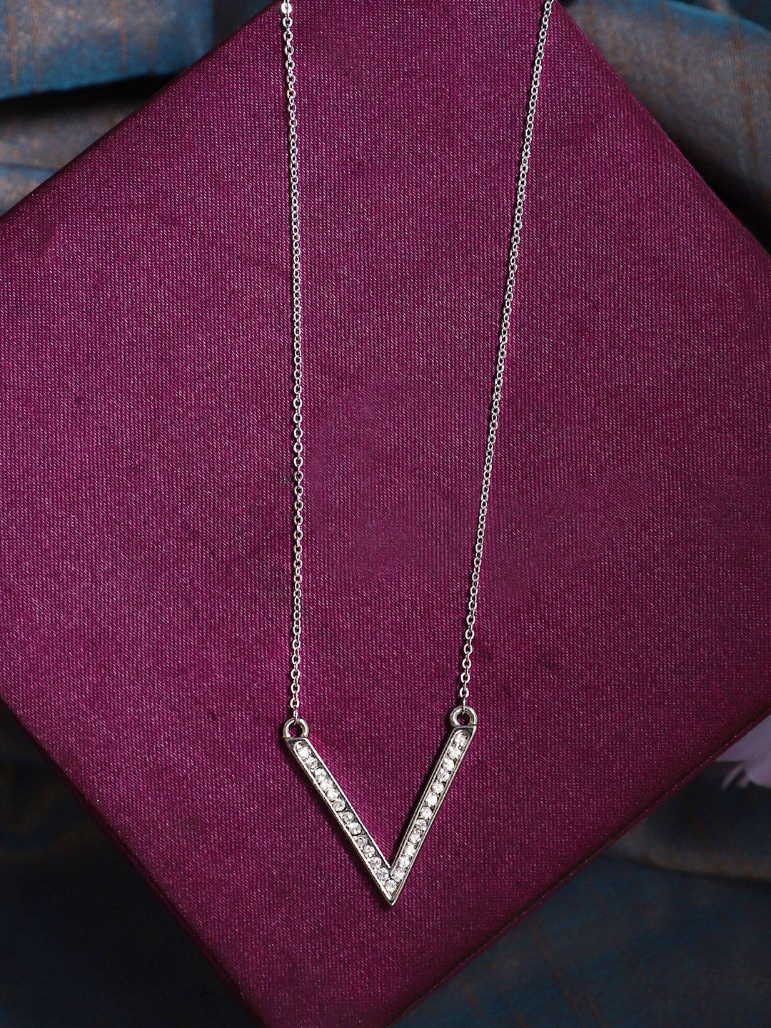 AQUASTREET Silver-Plated V-Shaped Necklace Price in India