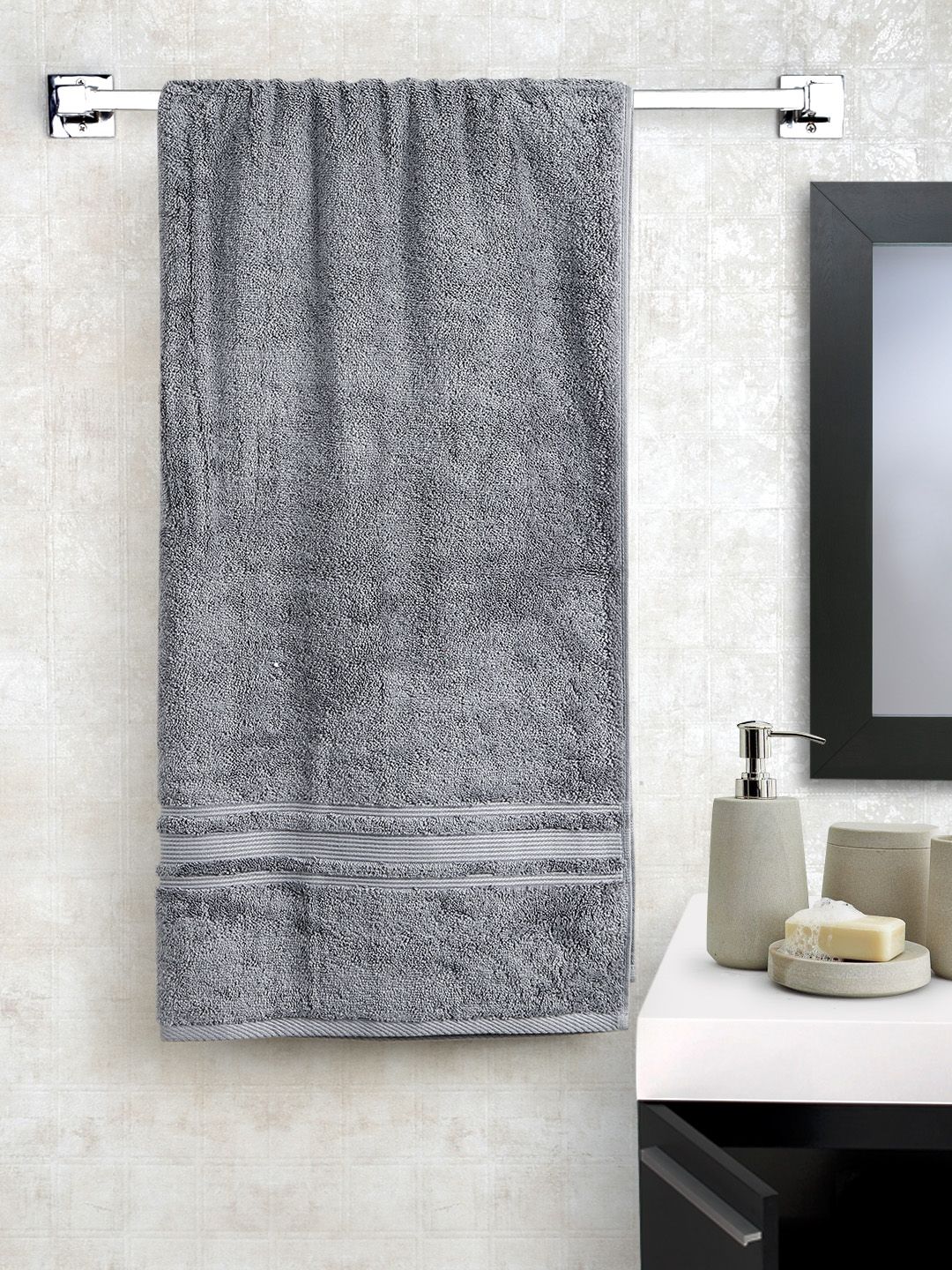 Turkish Bath Grey Cotton Bath Towel Price in India