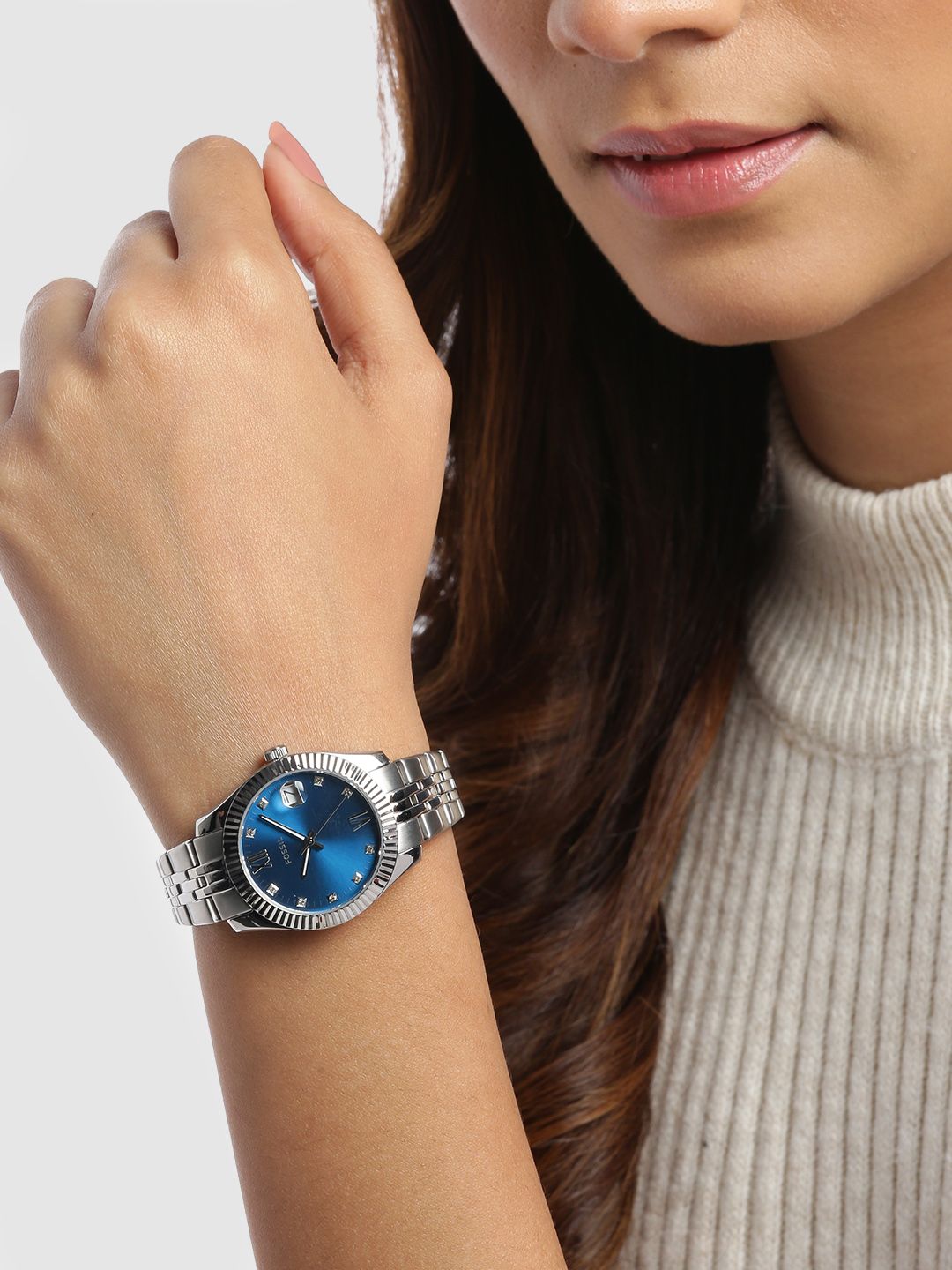 Fossil Scarlette Royal Oyster Stainless Steel Watch Blue Silver Gemstones ES4902 Fossil Scarlette Micro Two-tone Women main image 4