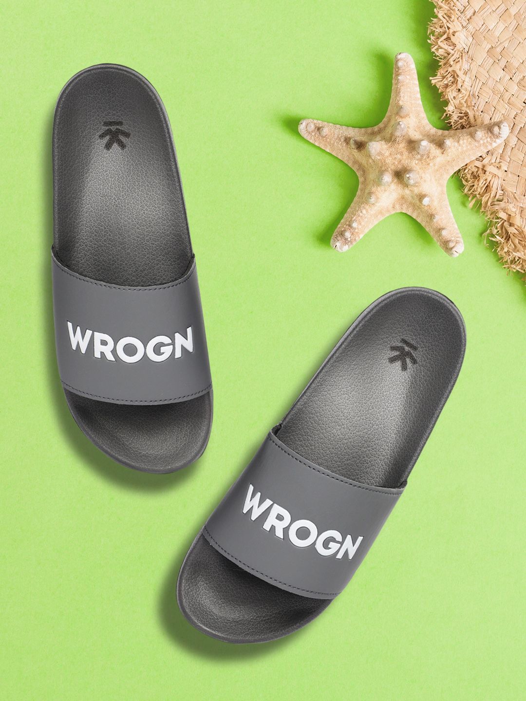 WROGN Men Grey Printed Sliders