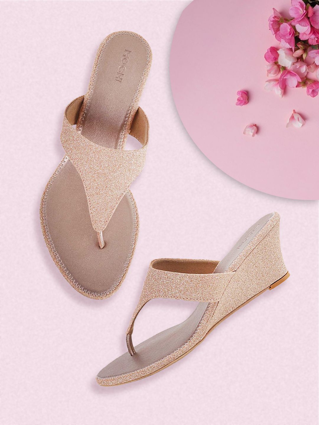 Mochi Women Gold-Toned Solid Heels