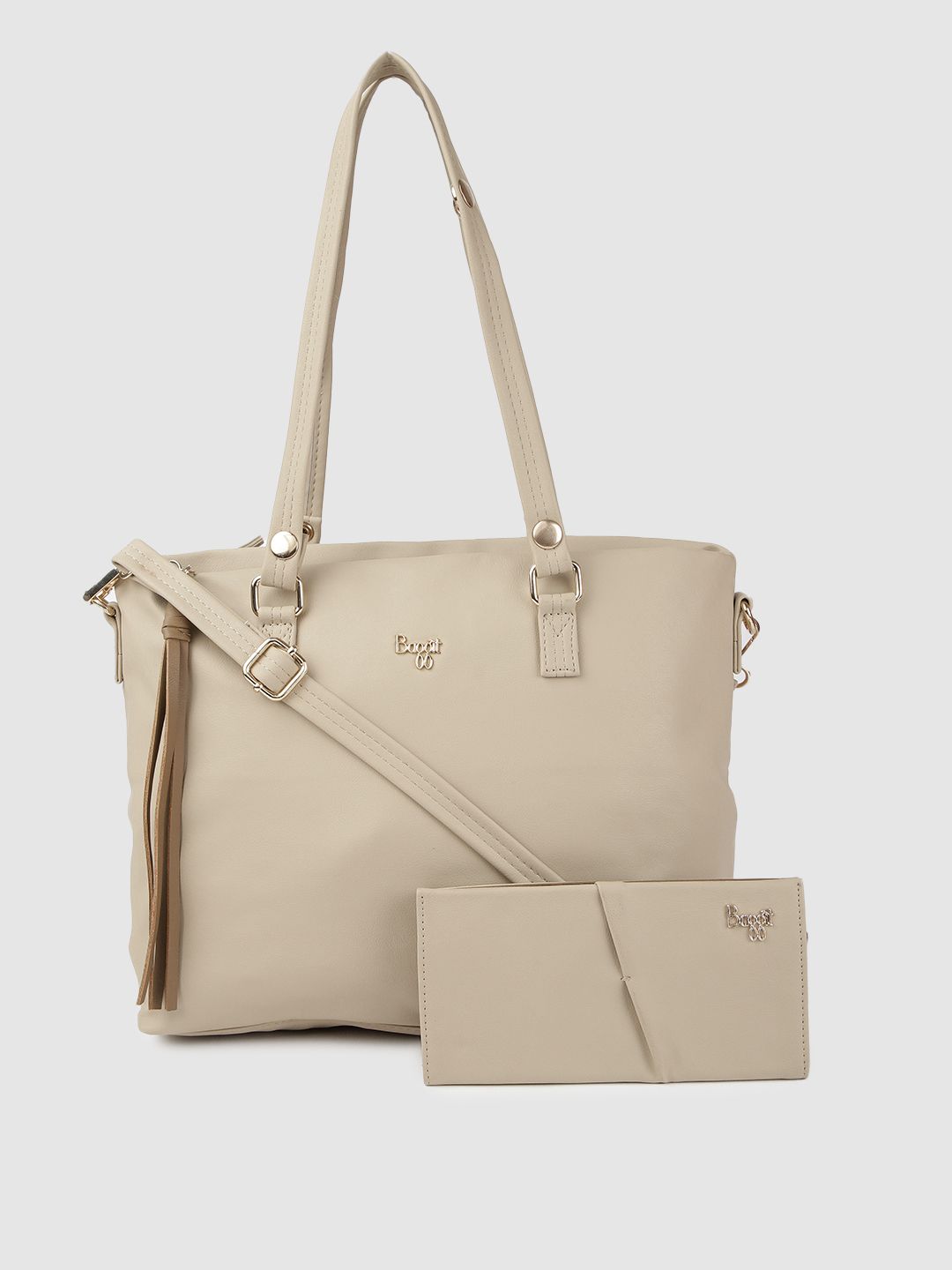 Baggit Beige Solid Shoulder Bag With Wallet Price in India