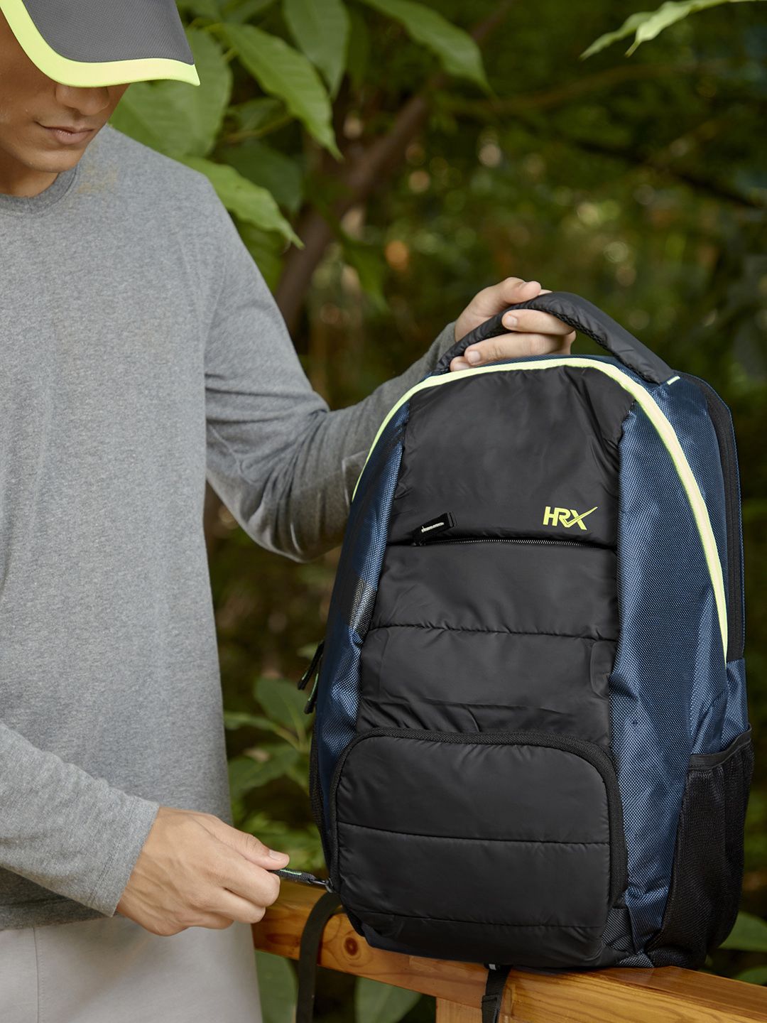 HRX by Hrithik Roshan Unisex Black & Navy Blue Colourblocked Backpack Price in India