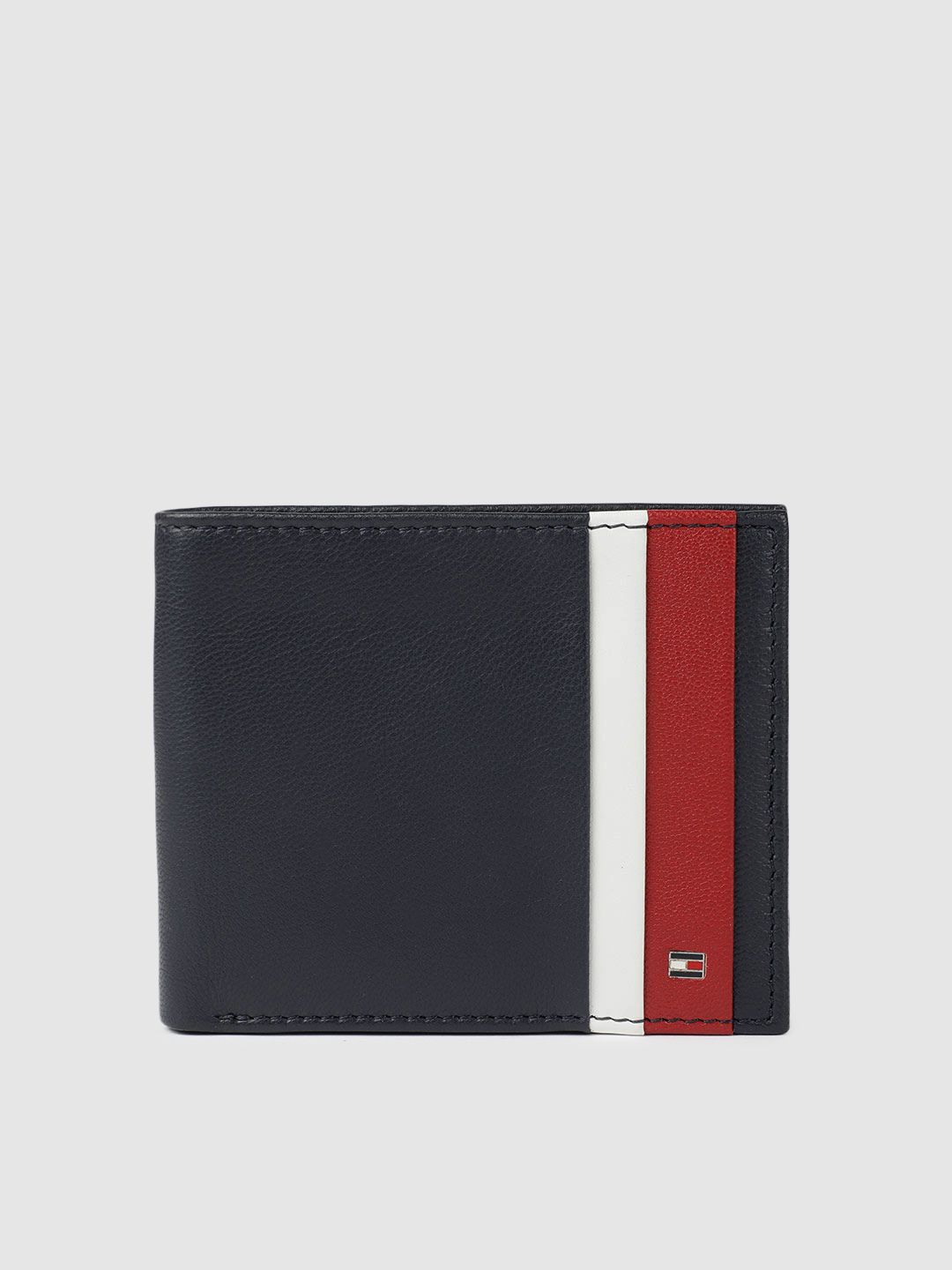 Tommy Hilfiger Tommy Hilfiger Men Navy Blue Striped Two Fold Wallet