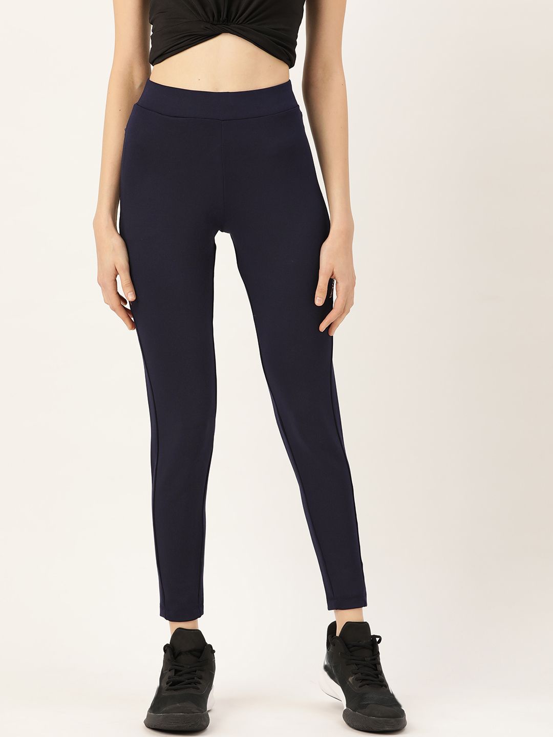 Sweet Dreams Women Navy Blue Solid Workout Tights Price in India