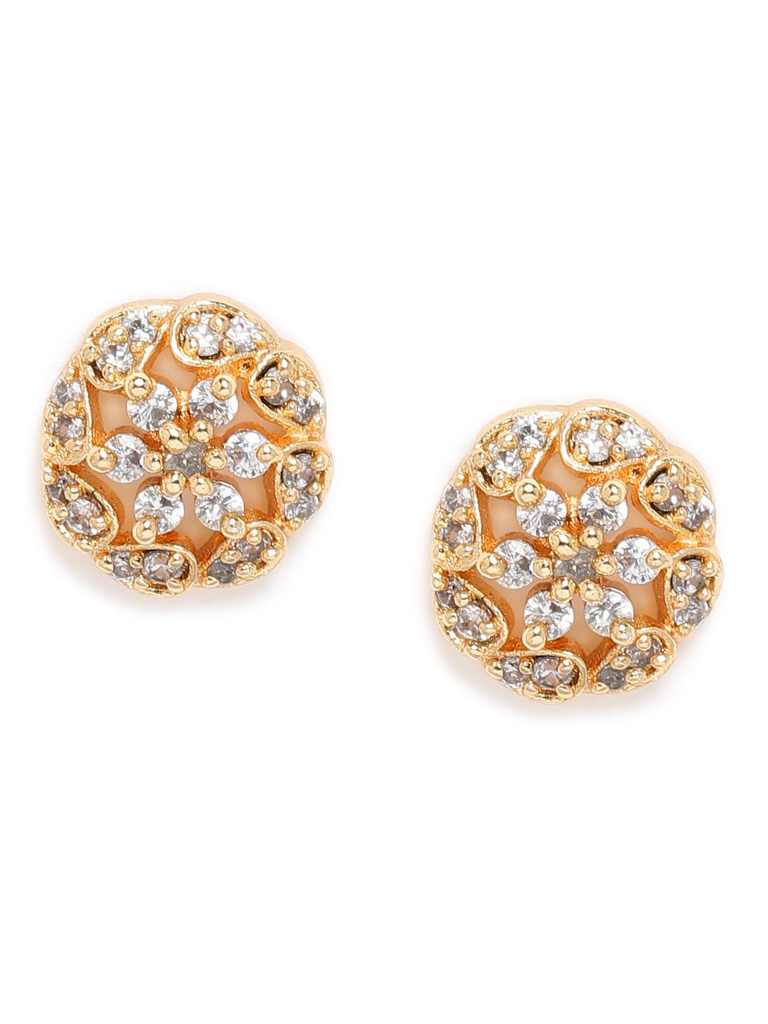 Zaveri Pearls Gold-Toned Embellished Circular Studs Price in India