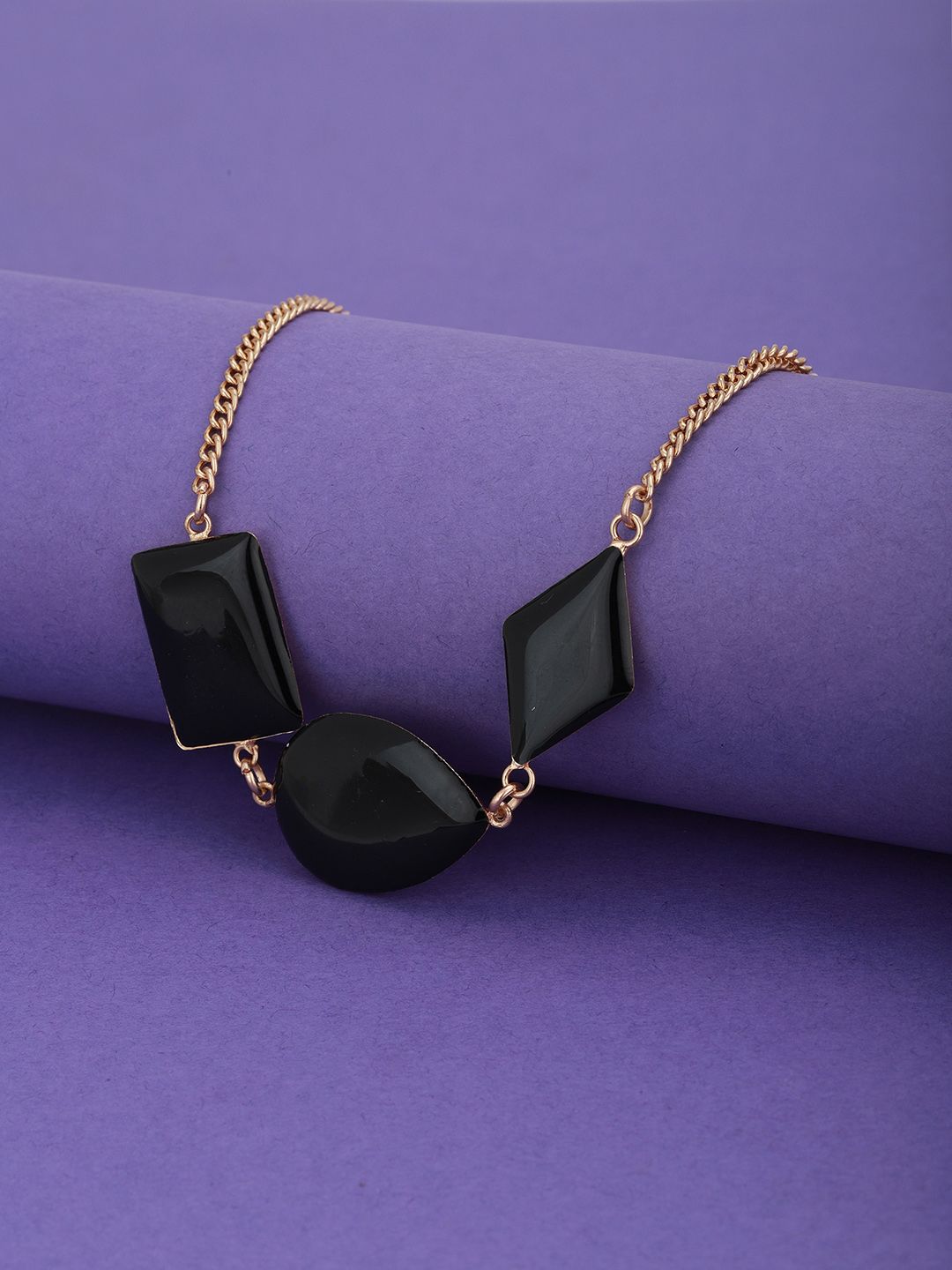 Carlton London Black Gold-Plated Enamelled Necklace Price in India