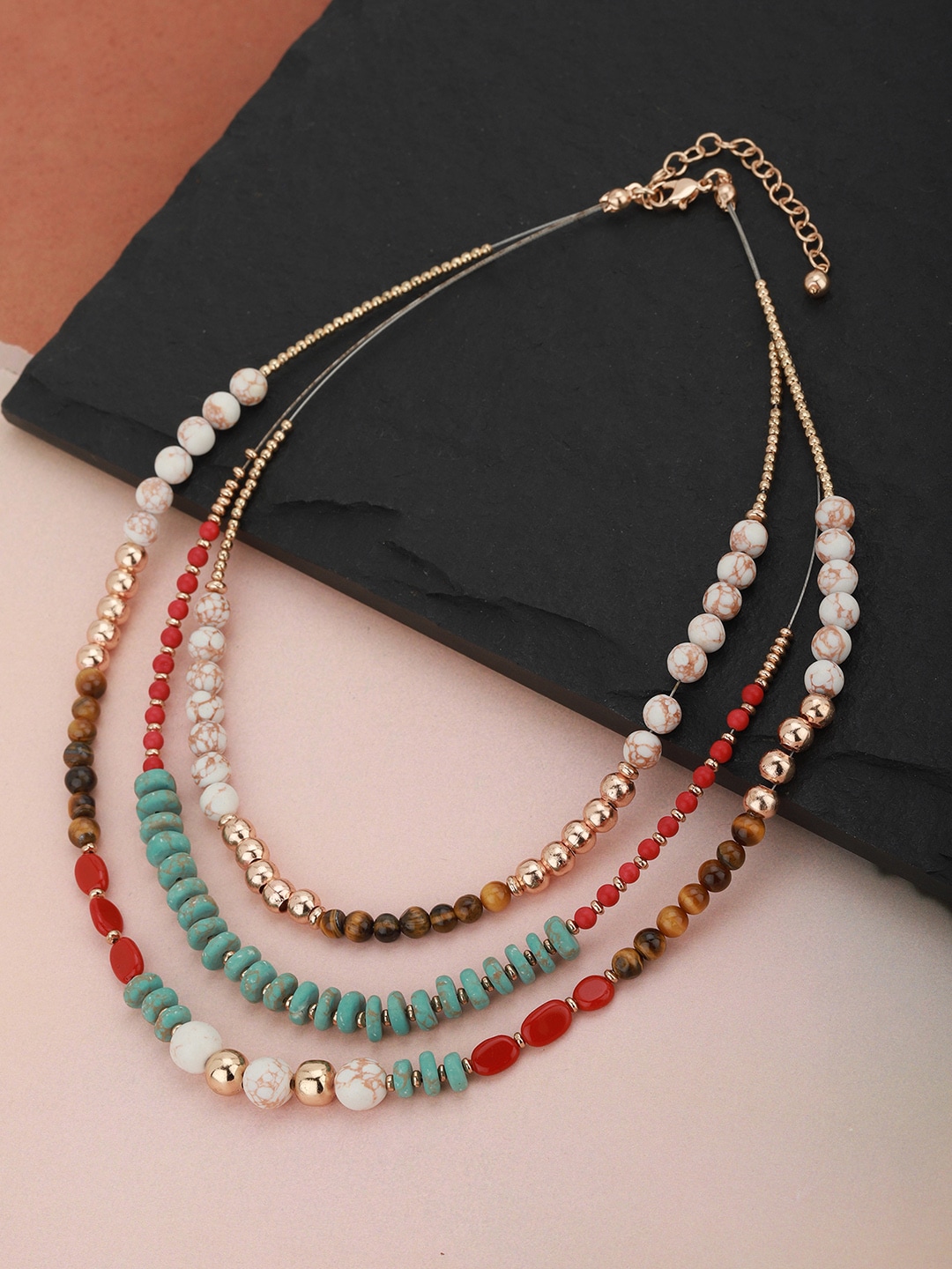 Carlton London Multicoloured Beaded Layered Necklace Price in India