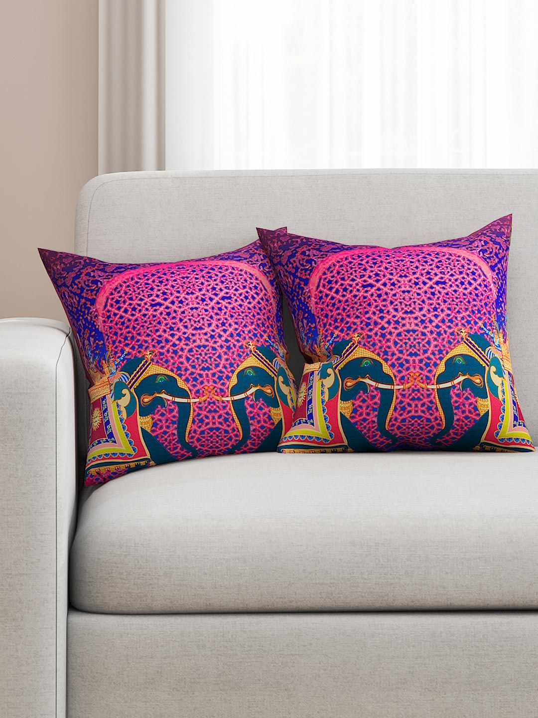 SEJ by Nisha Gupta Purple Set of 2 16" x 16" Square Cushion Covers Price in India