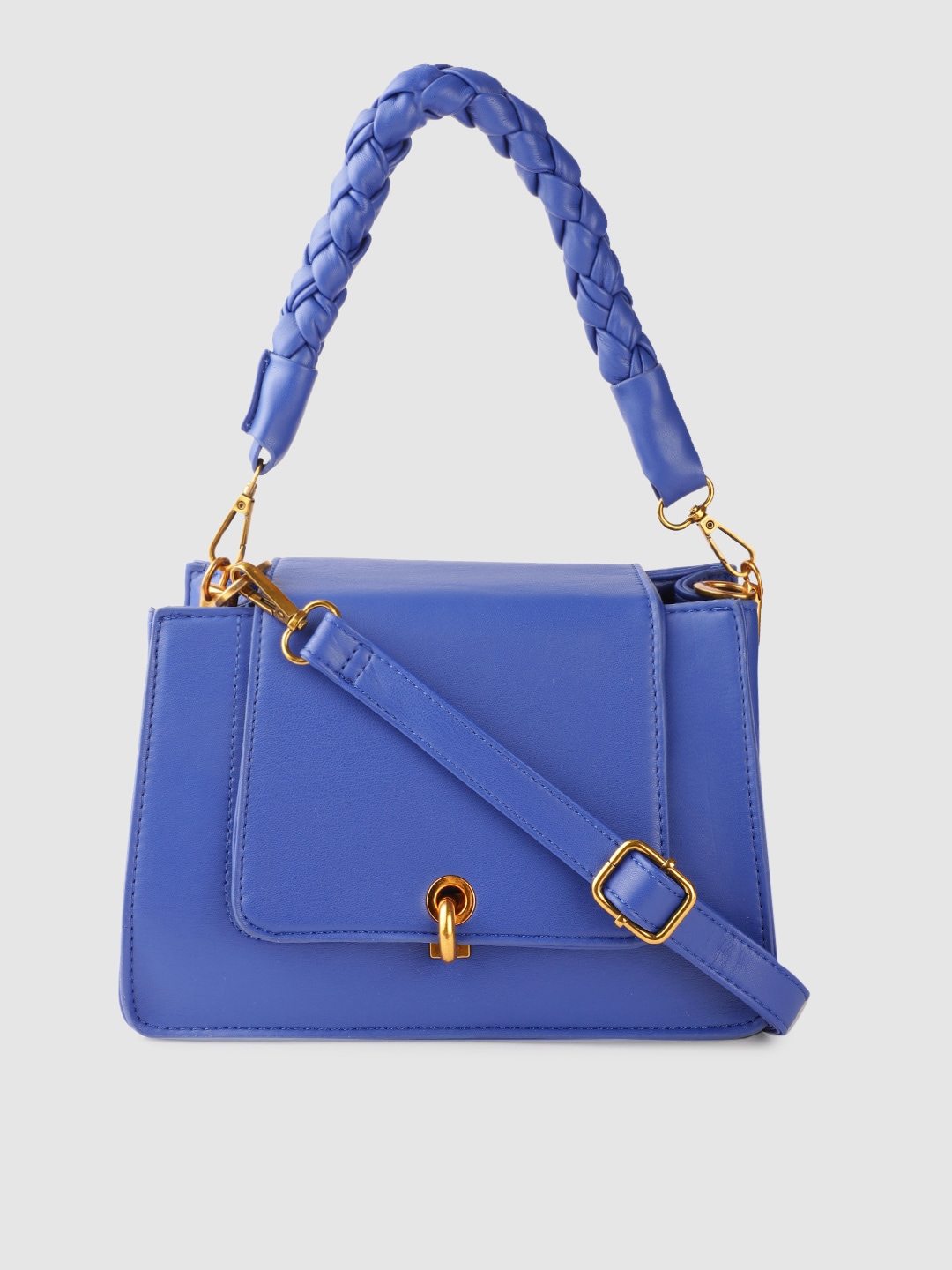 DressBerry Blue Solid Handheld Bag Price in India