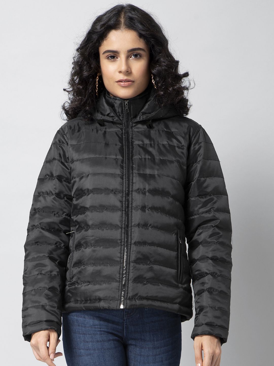 FabAlley Women Black Solid Lightweight Puffer Jacket Price in India