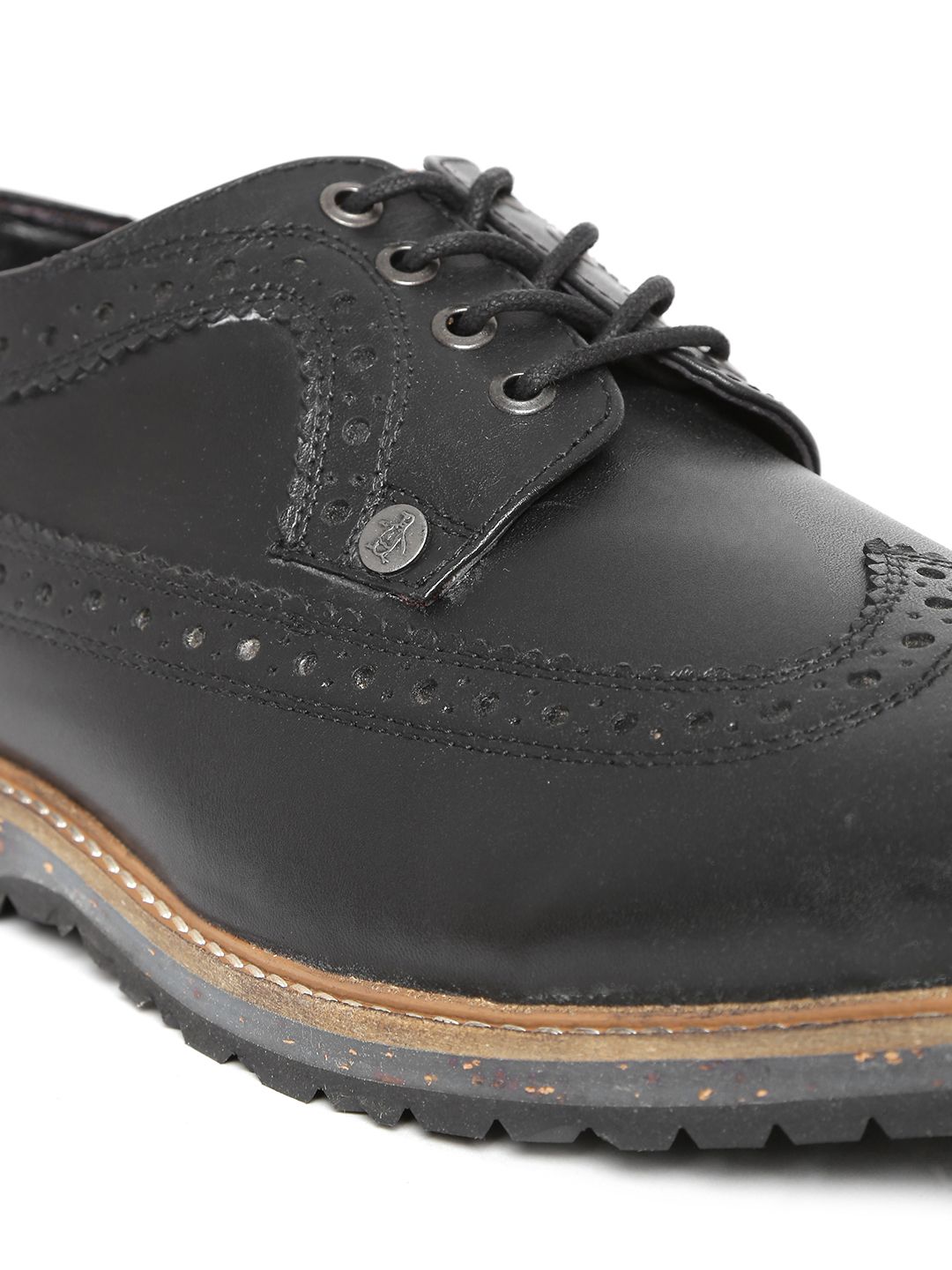 Buy Original Penguin Men Black Leather Brogue Casual Shoes  display picture 3