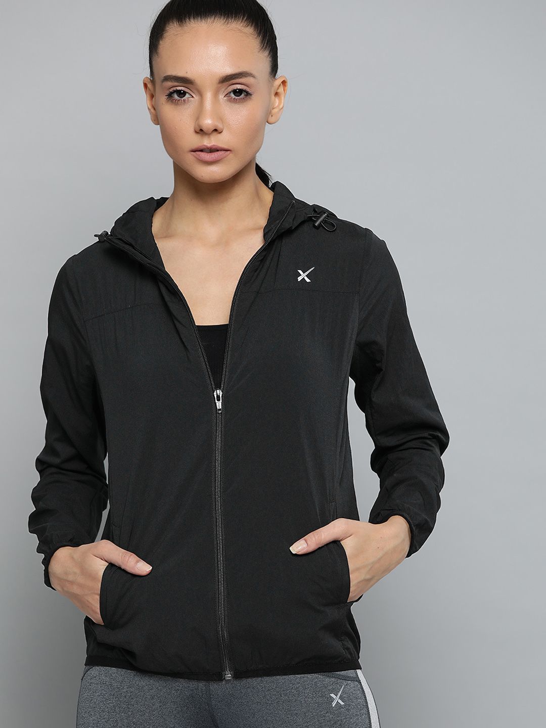 HRX by Hrithik Roshan Women Black Solid Sporty Jacket Price in India