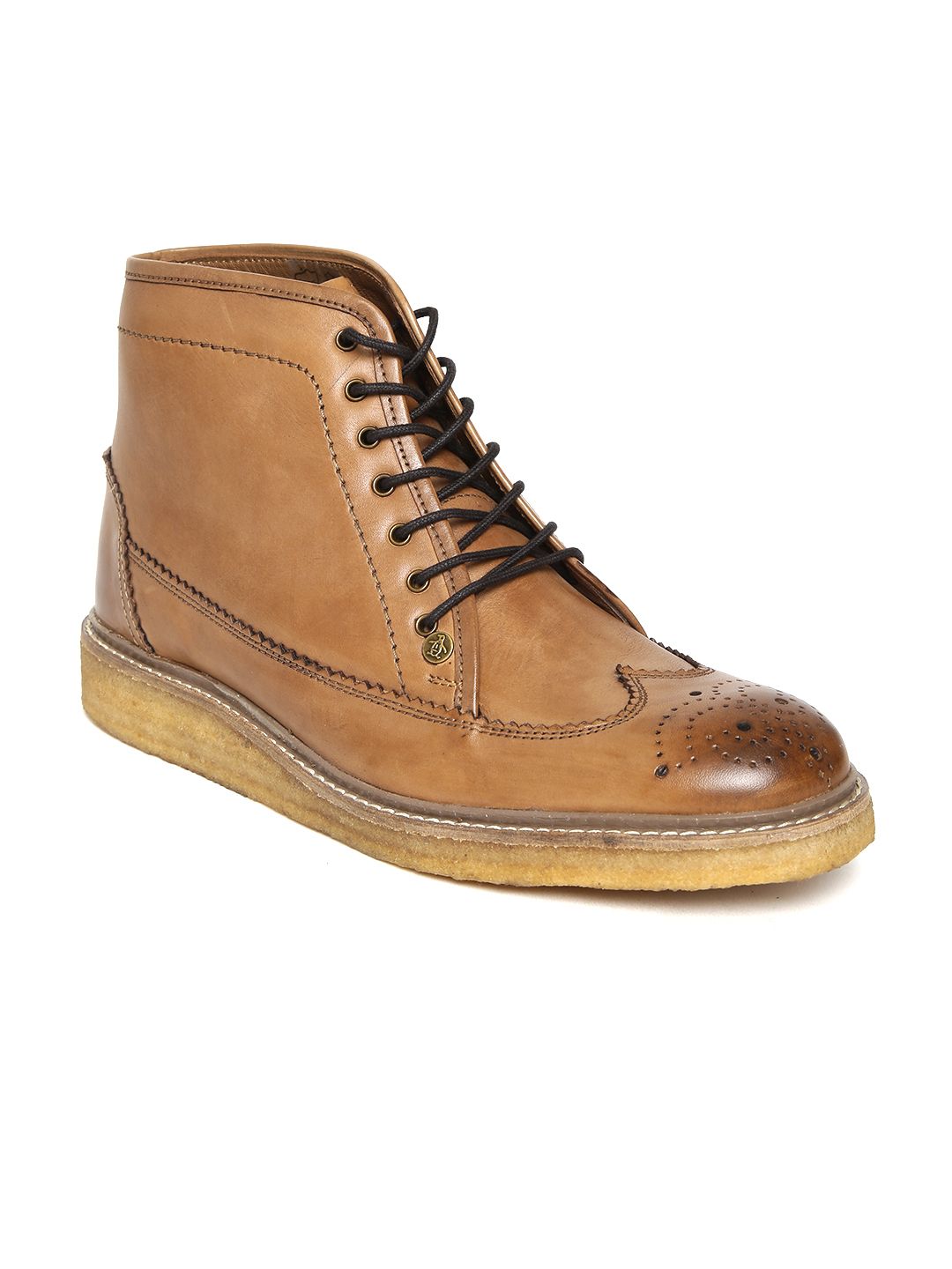 Buy Original Penguin Men Tan Brown Leather Brogue Boots - Casual