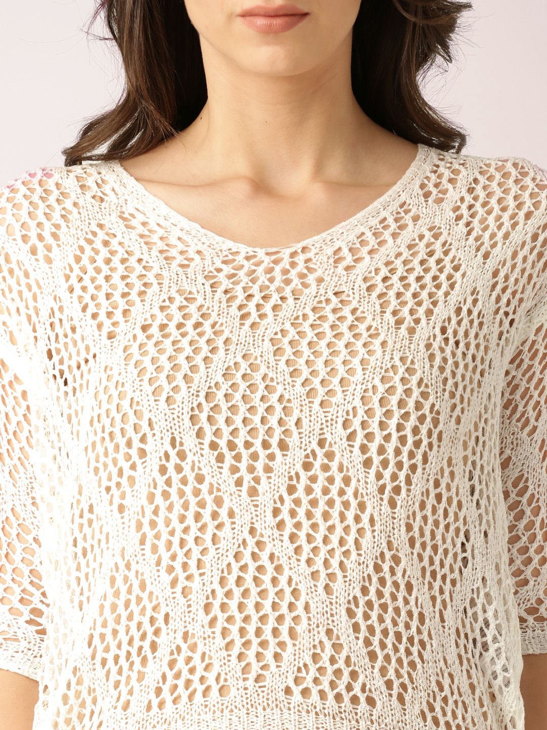 Buy DressBerry Off-White Loose-Knit Top - Tops for Women 1290754