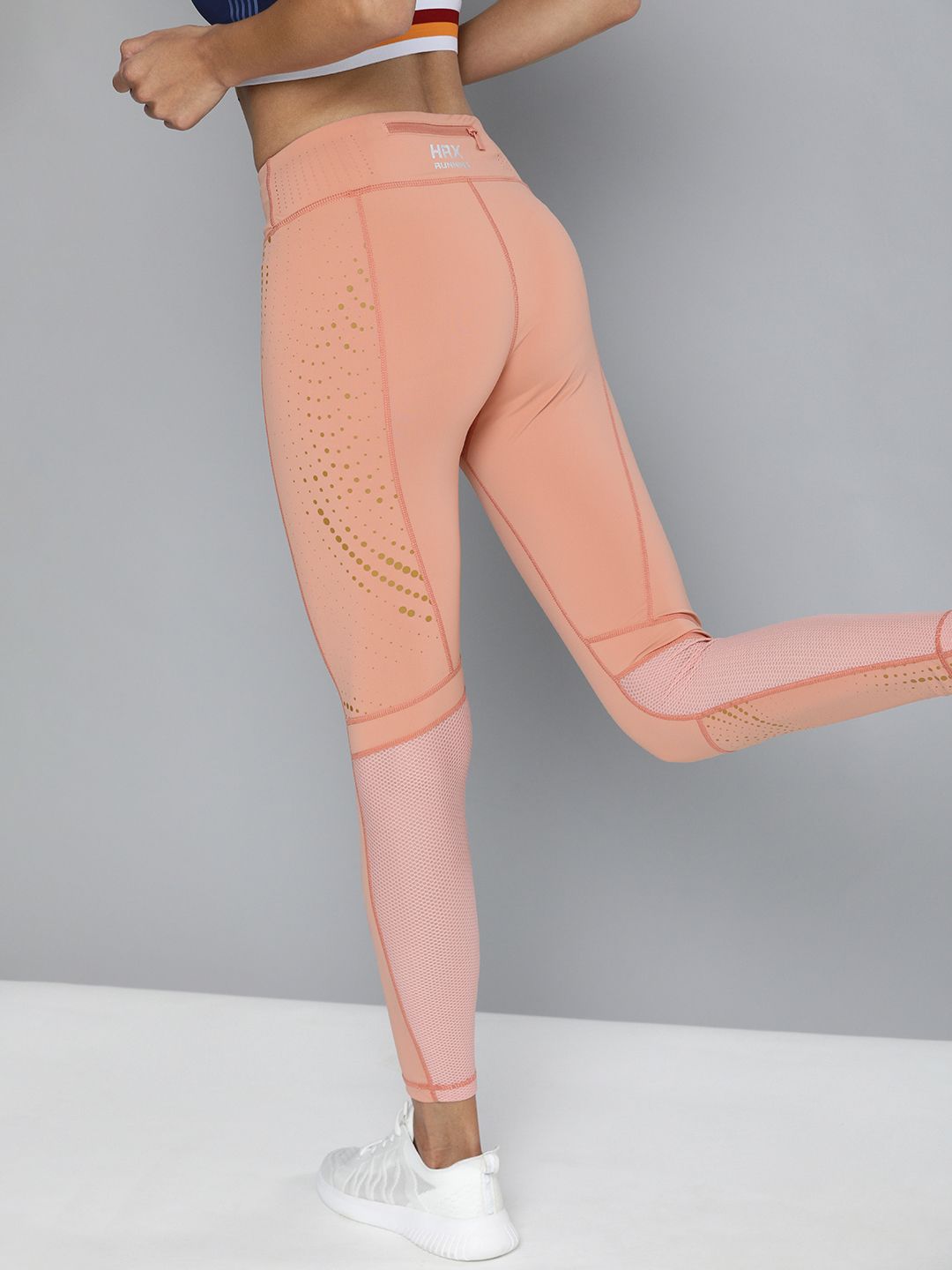 HRX By Hrithik Roshan Women Rosa Dawn Metallic Print Skinny Fit Rapid-Dry Antimicrobial Running Tights Price in India