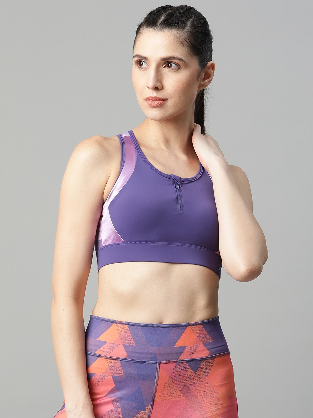 HRX By Hrithik Roshan Women Purple Solid Rapid-Dry Antimicrobial Training Bra HR_SS21_W_BA Price in India