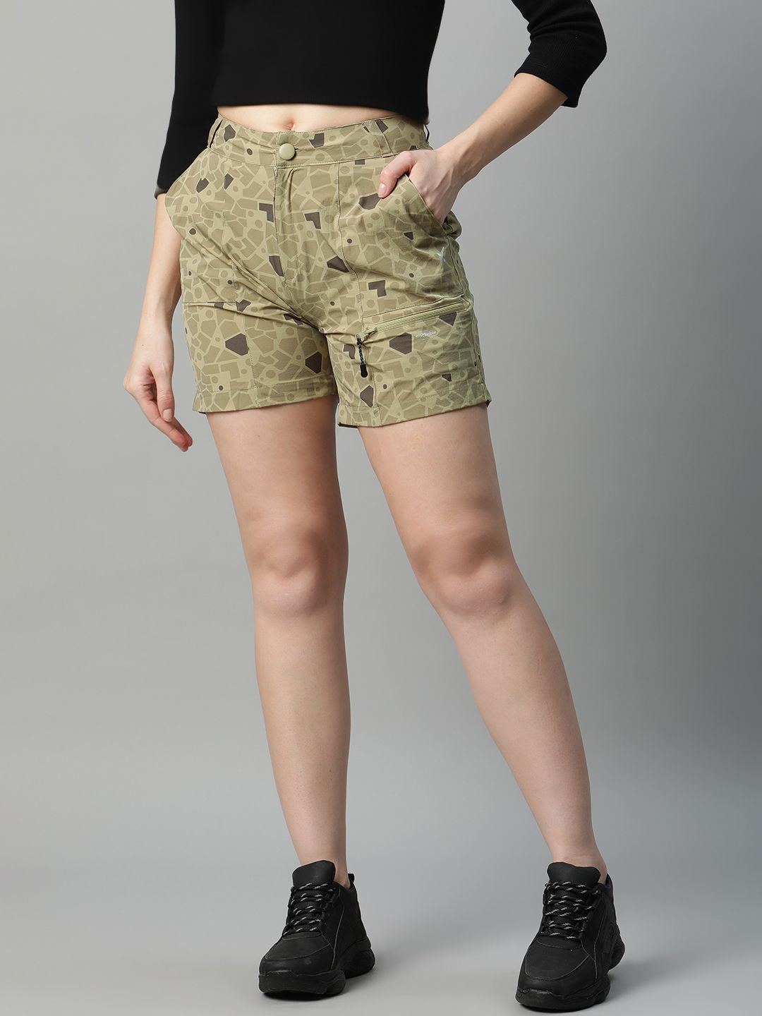 HRX By Hrithik Roshan Women Sponge AOP Packable Rapid-Dry Antimicrobial Outdoor Shorts
