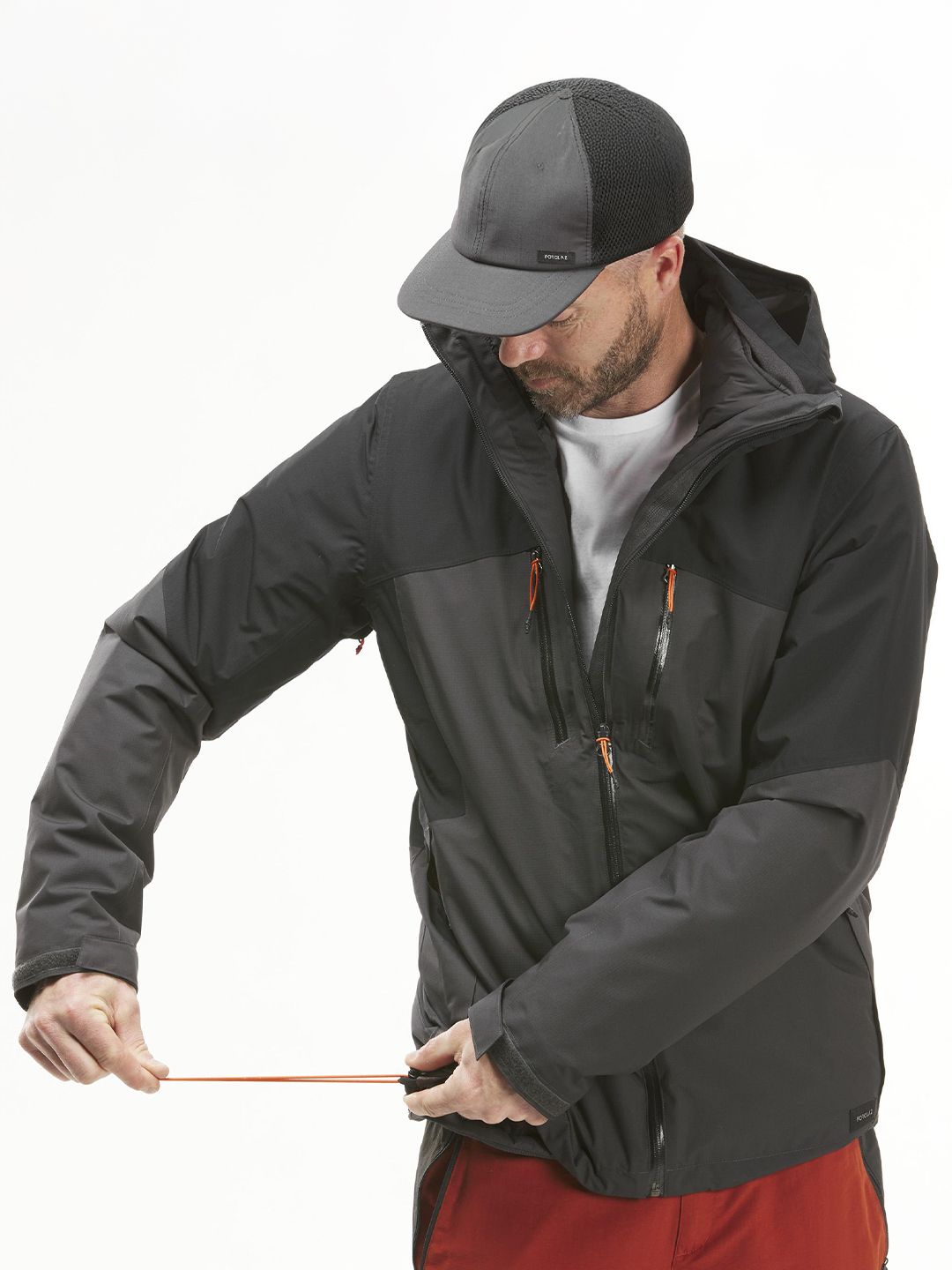 Decathlon FORCLAZ - Men Black & Grey Water Resistant Hiking And Trekking Padded Jacket