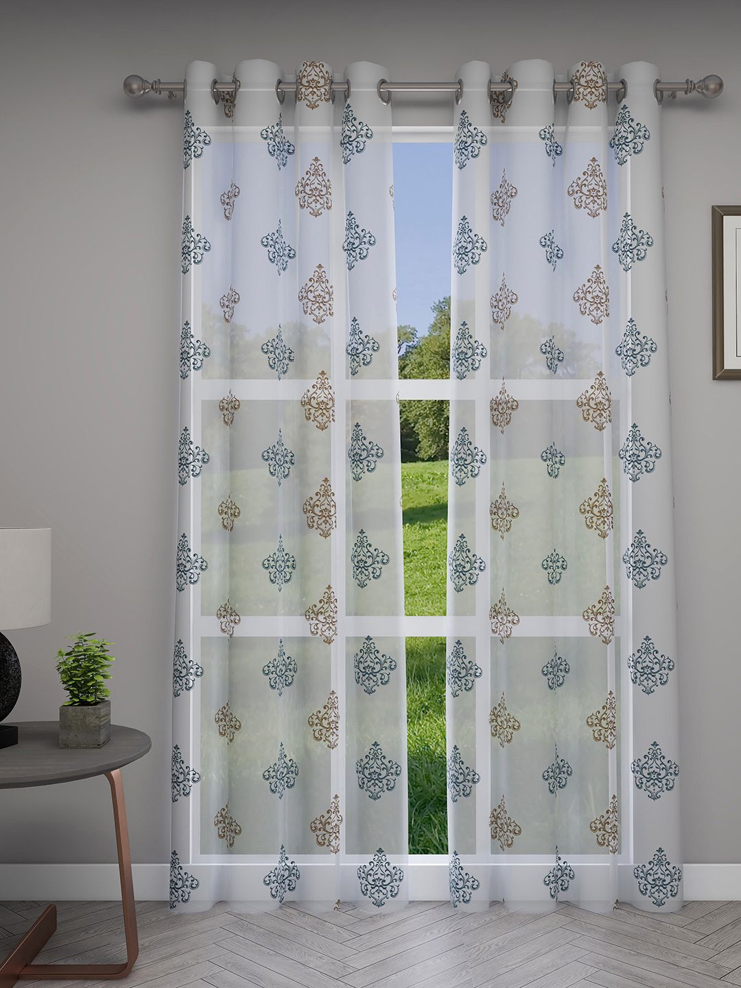 GM White Set of 2 Sheer Door Curtains Price in India