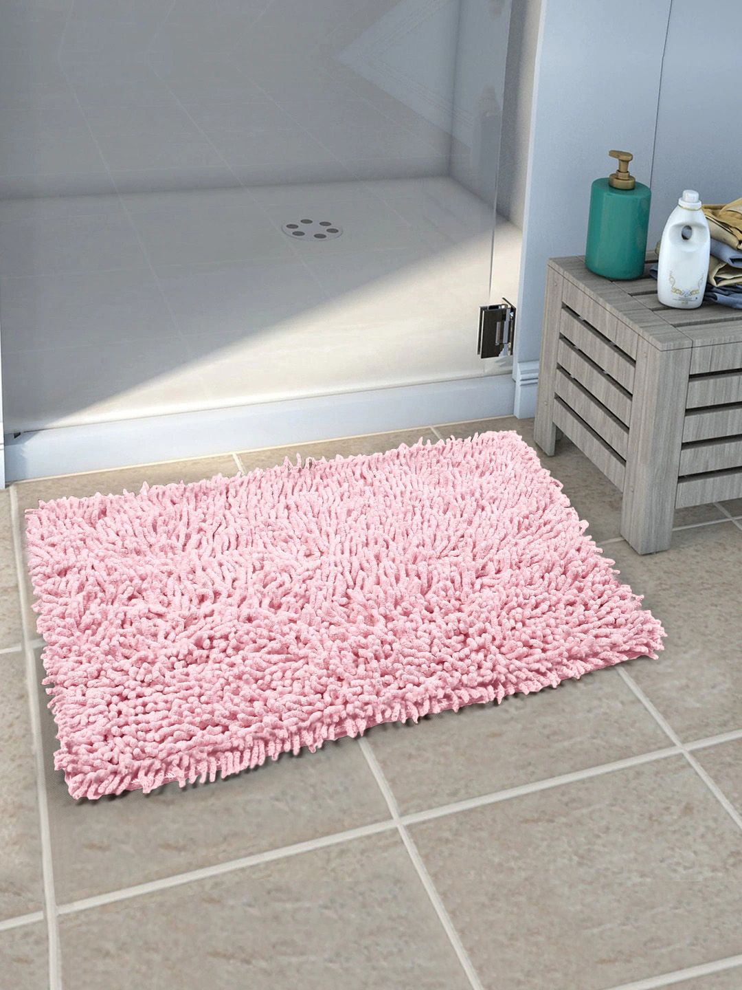 Saral Home Pink Saggy Anti-Skid Bath Mat Price in India